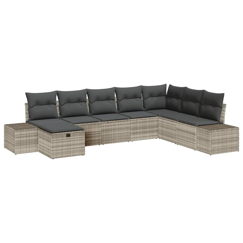 vidaXL Conjunto de Sofá de Jardim com travesseiro 8 pcs Cinzento-claro