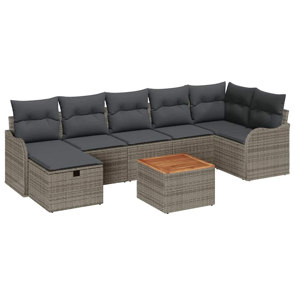 vidaXL Conjunto de Sofá de Jardim 8 pcs Cinzeto Rattan Sintético
