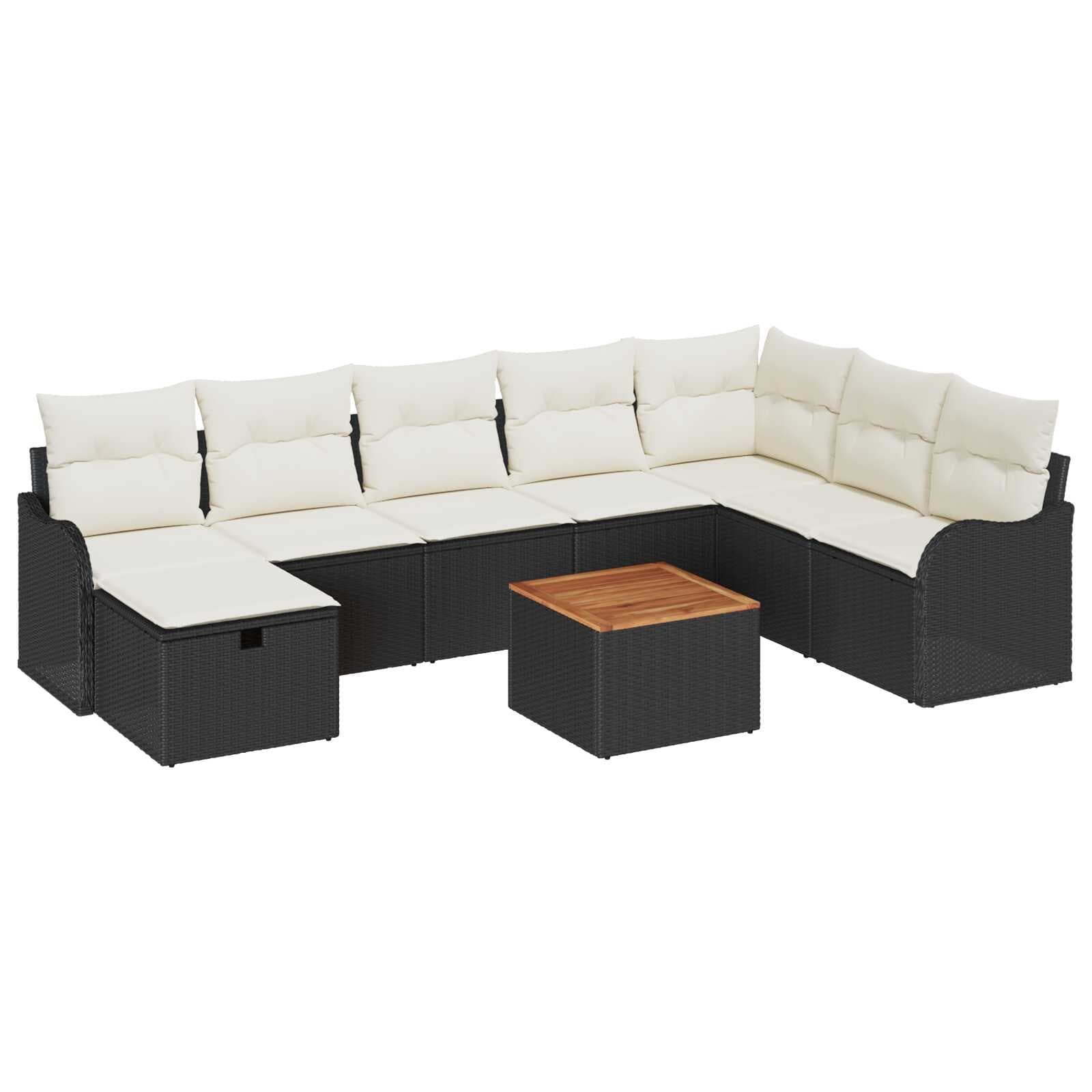 vidaXL Conjunto de Sofá de Jardim 9 pcs Preto Rattan Sintético