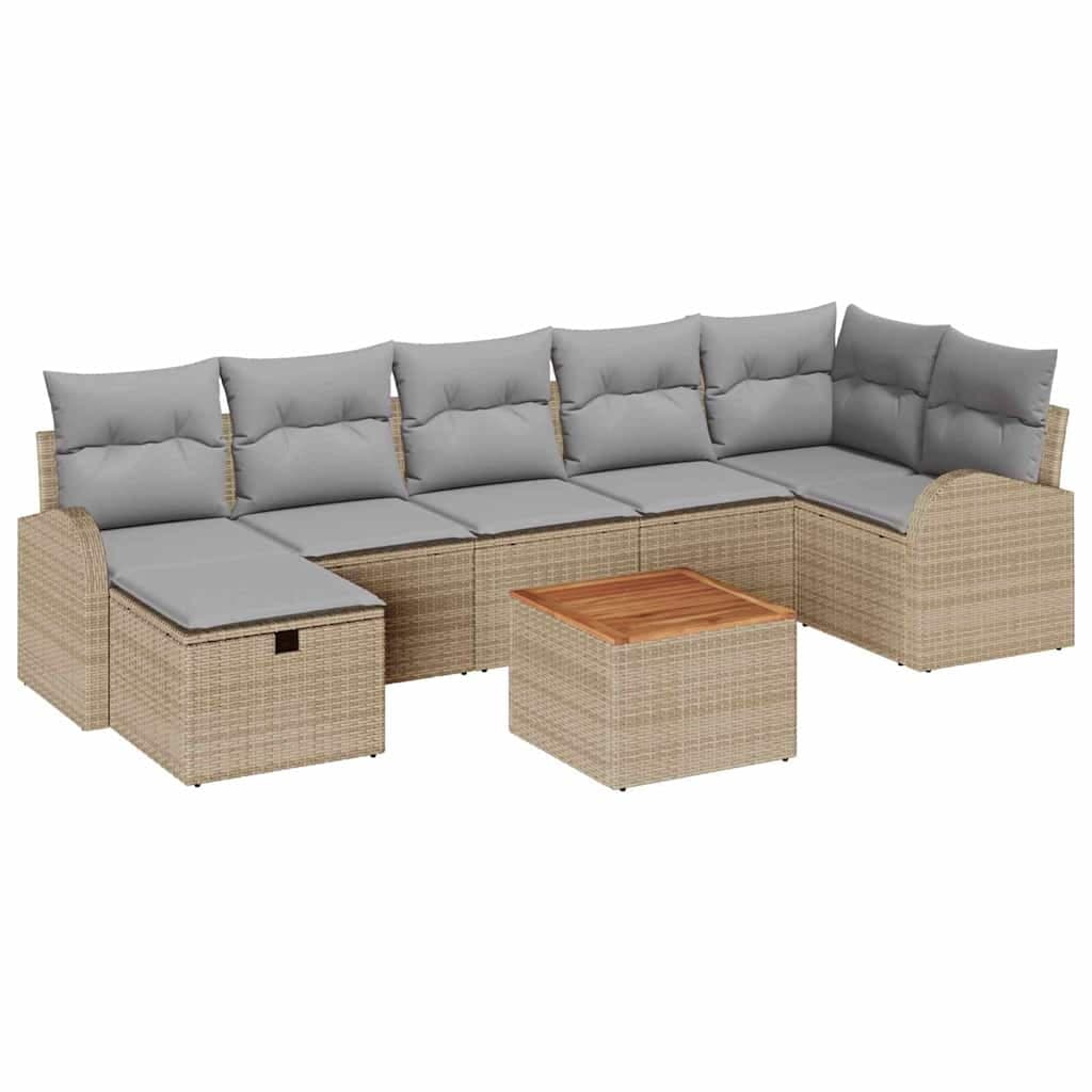 vidaXL Conjunto de Sofá de Jardim 8 pcs Bege Rattan Sintético