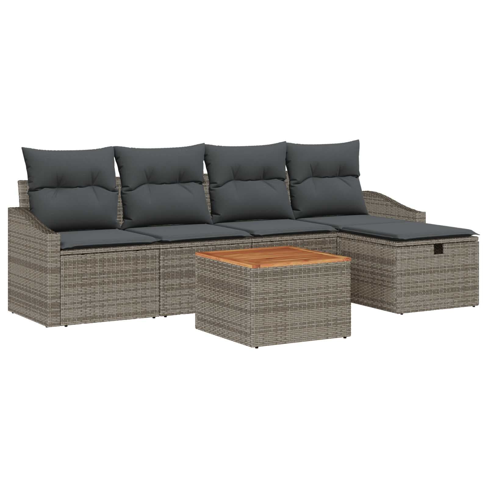 vidaXL Conjunto de Sofá de Jardim 6 pcs Cinzeto Rattan Sintético