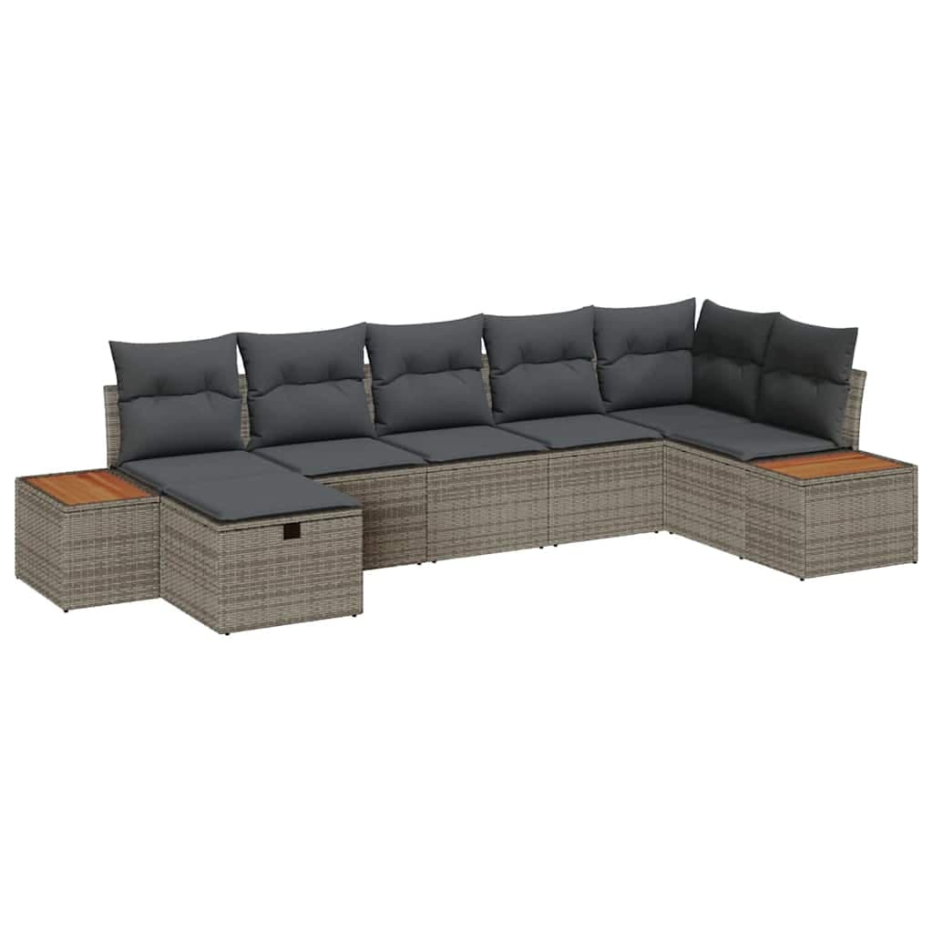 vidaXL Conjunto de Sofá de Jardim 7 pcs Cinzeto Rattan Sintético
