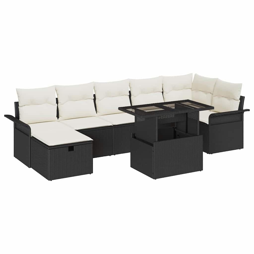 vidaXL Conjunto de Sofá de Jardim 8 Peças Preto Rattan Sintético - 309846661