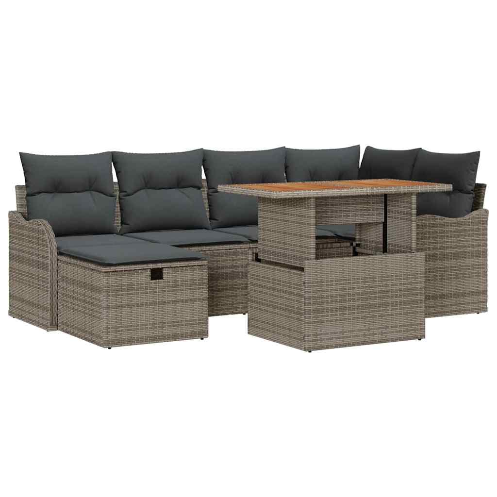 vidaXL Conjunto de Sofá de Jardim 7 pcs Cinzeto vime PE