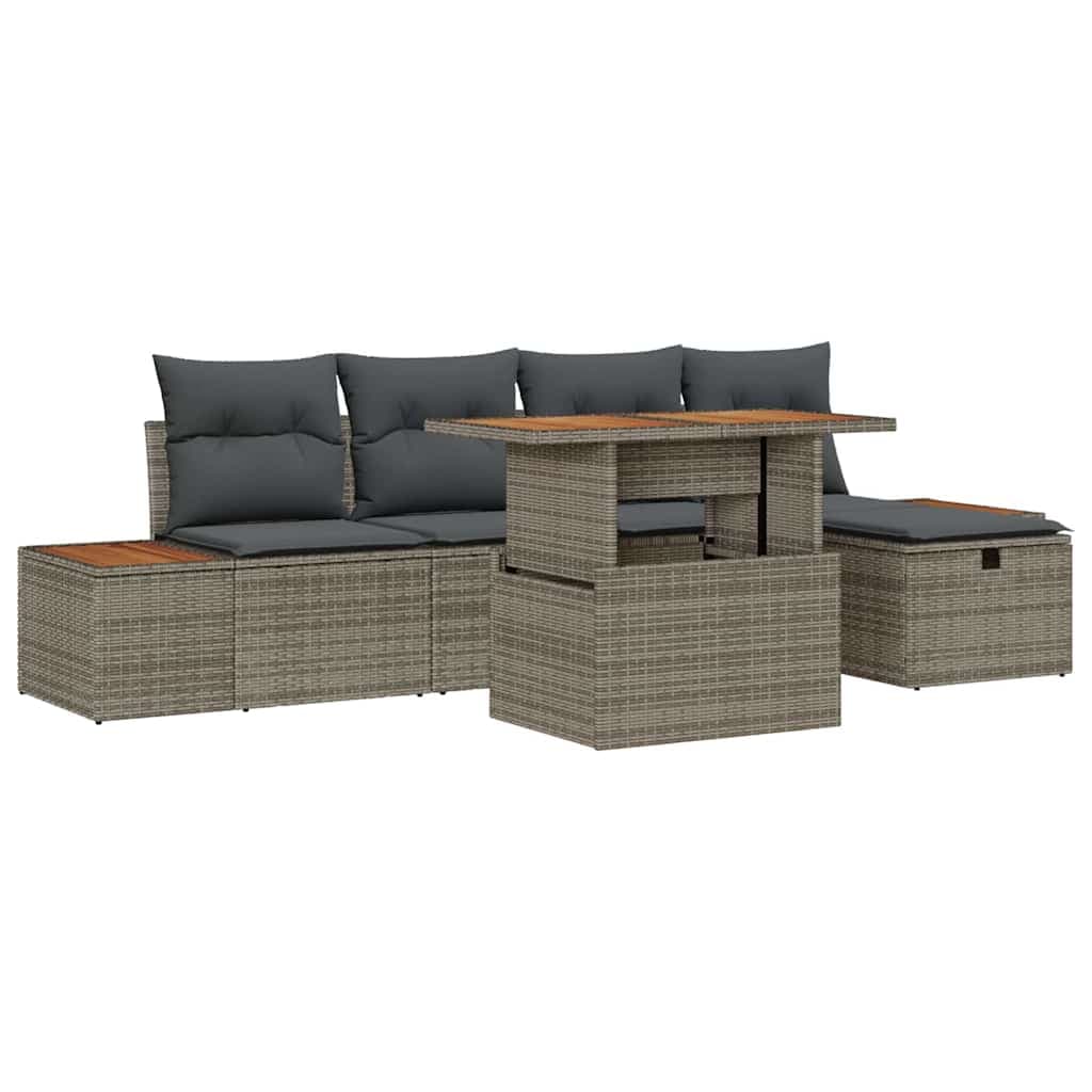 vidaXL Conjunto de Sofá de Jardim 6 pcs Cinzeto vime PE