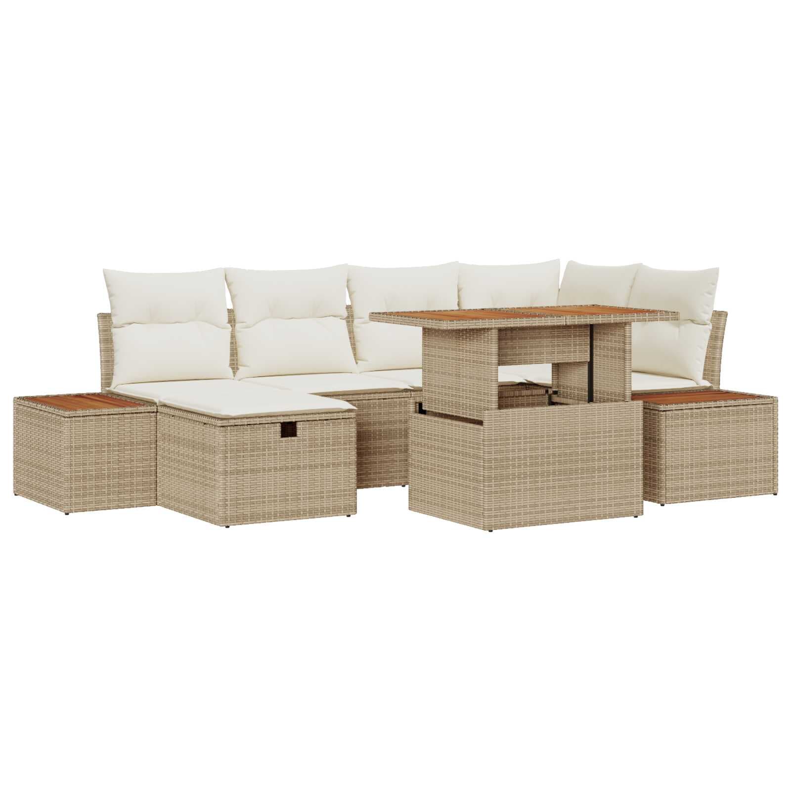 vidaXL Conjunto de Sofá de Jardim 7 pcs Bege vime PE