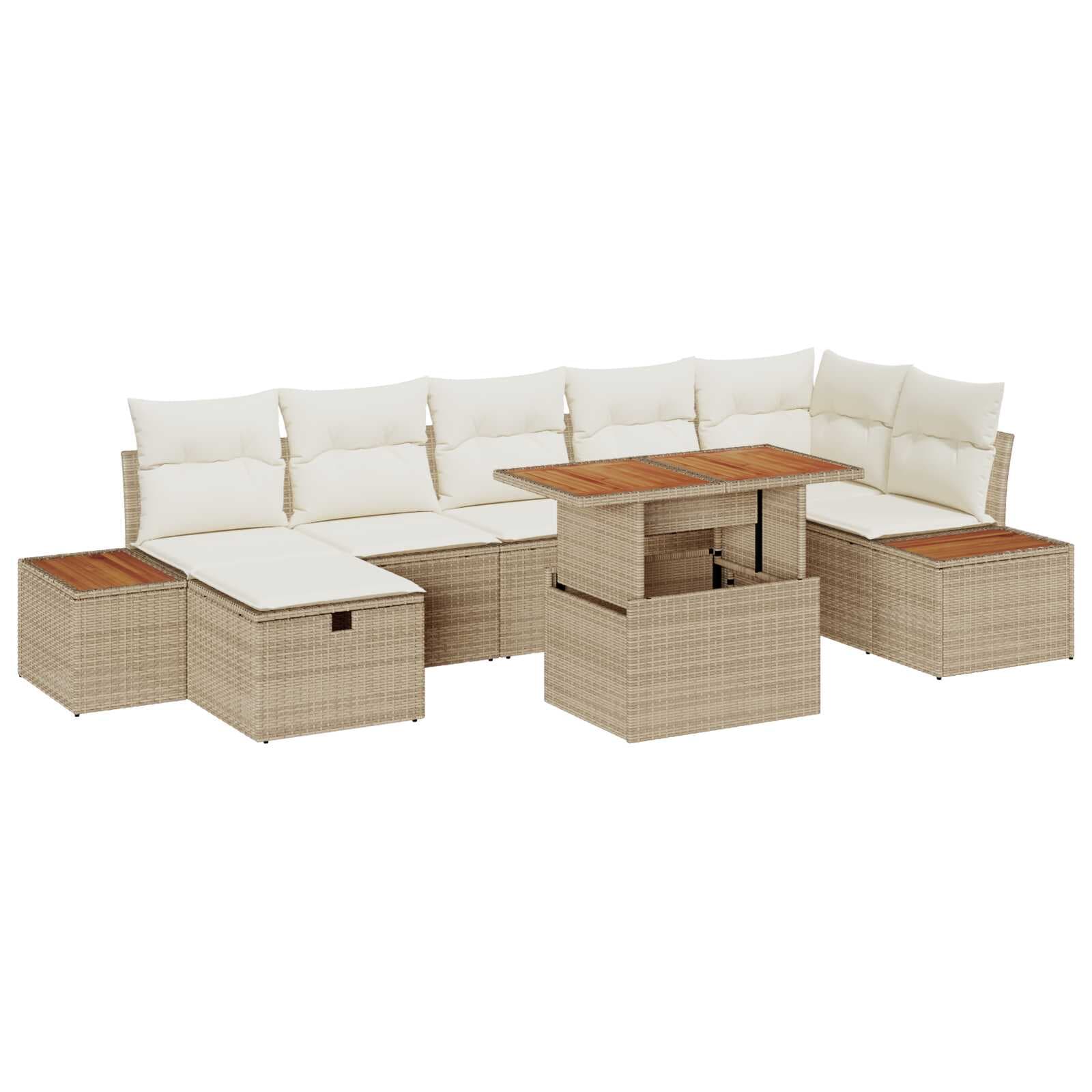 vidaXL Conjunto de Sofá de Jardim 8 Peças Bege Vime Pe - 4073088862