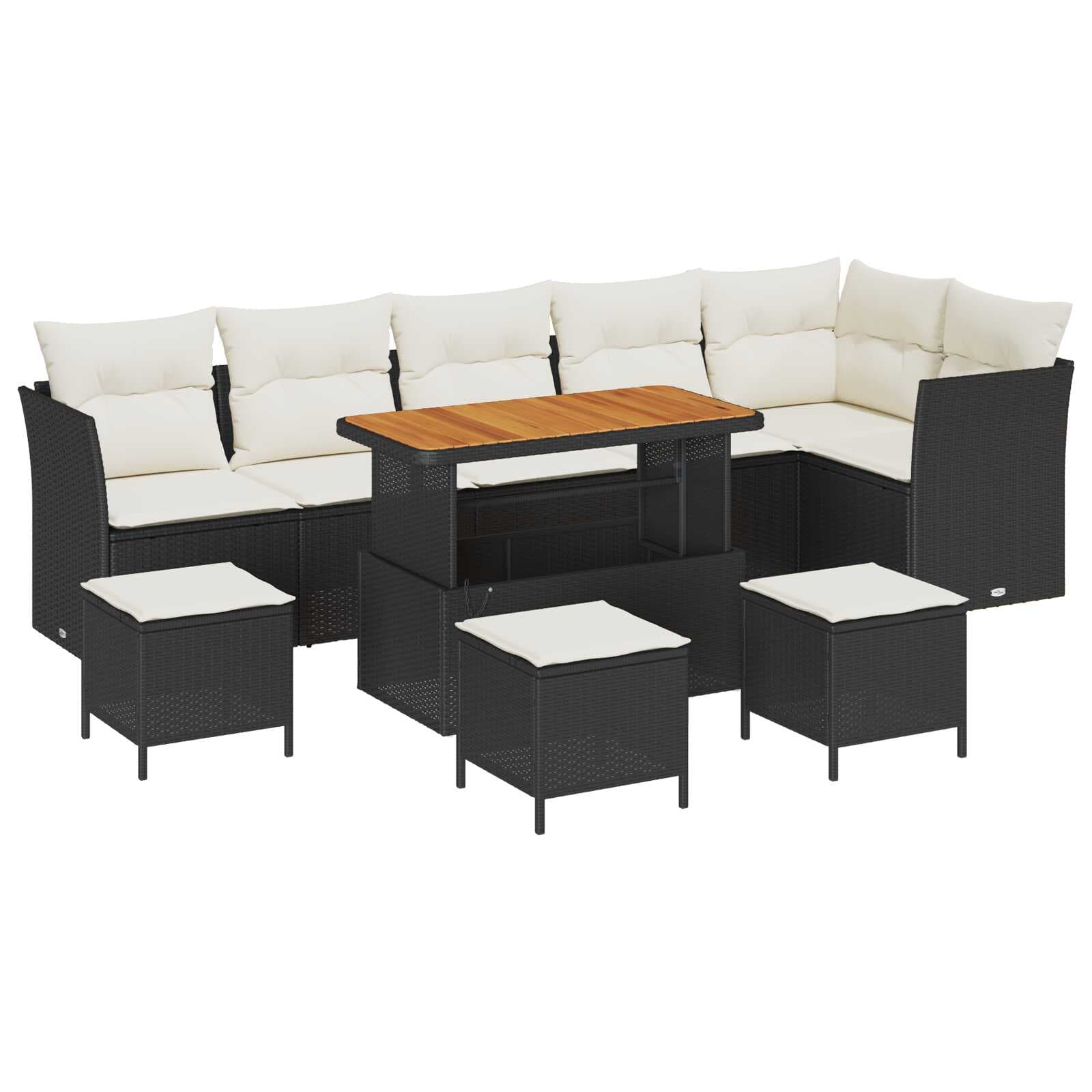 vidaXL Conjunto de Sofá de Jardim 10 Peças Preto Vime Pe - 4259284315