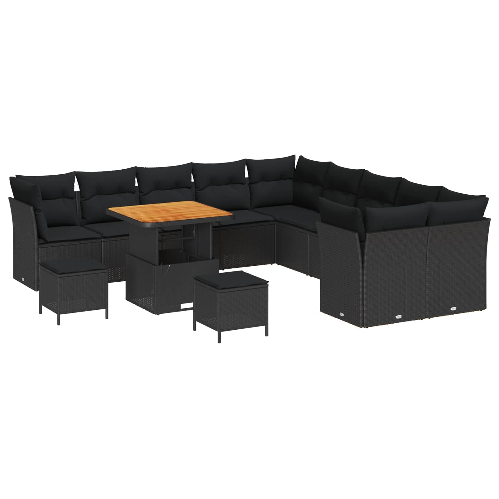vidaXL Conjunto de Sofá de Jardim 13 pcs Preto vime PE