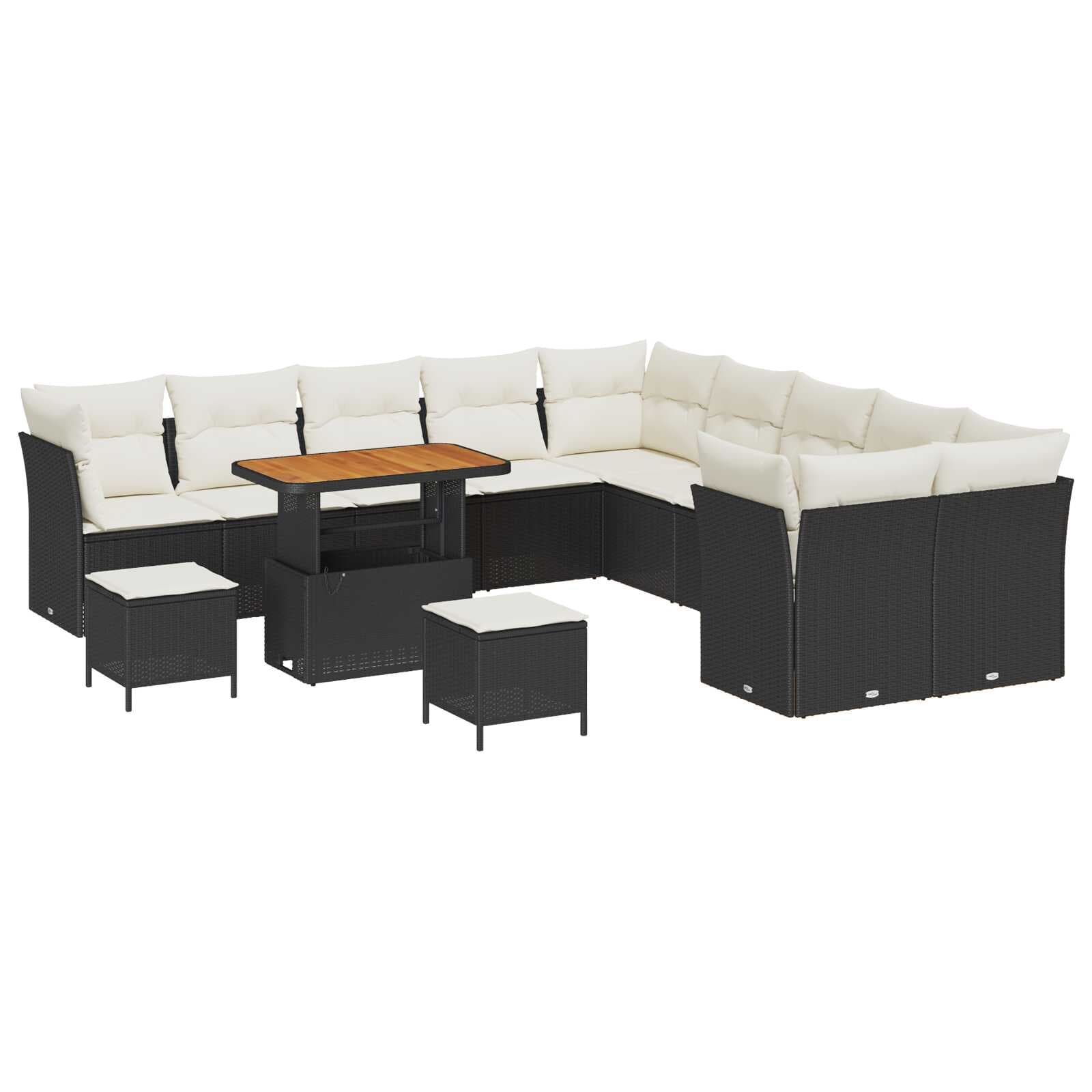 vidaXL Conjunto de Sofá de Jardim 13 Peças Preto Vime Pe - 4039280017