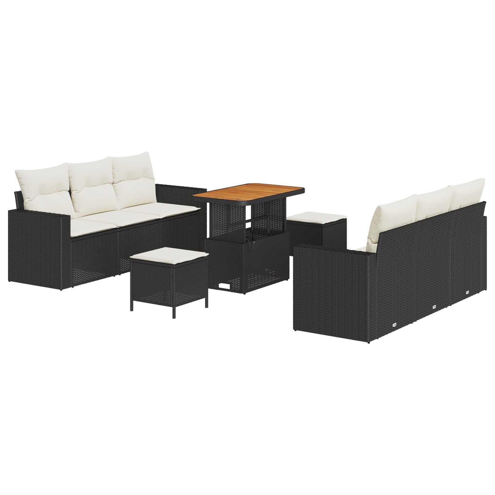 vidaXL Conjunto de Sofá de Jardim 9 Peças Preto Vime Pe - 2877629149