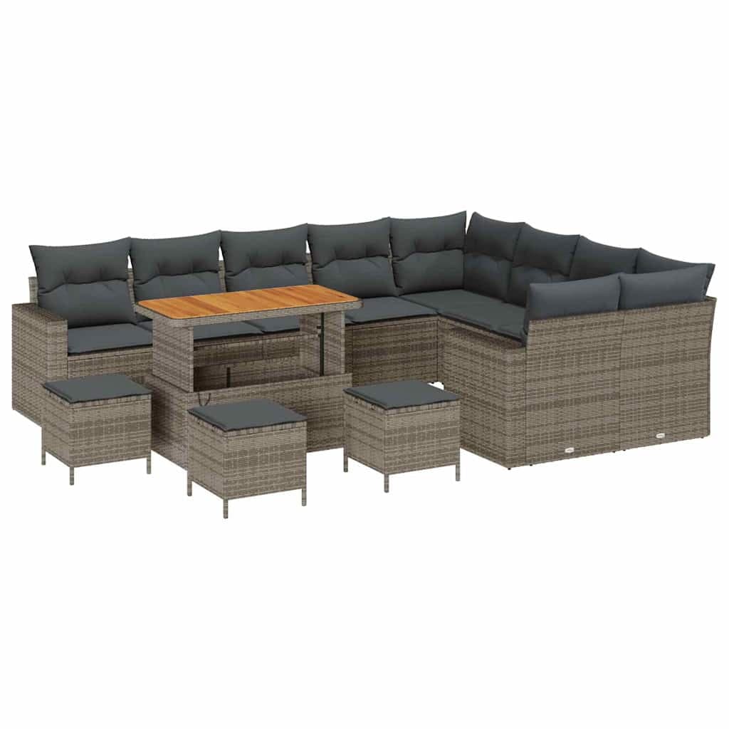 vidaXL Conjunto de Sofá de Jardim 13 pcs Cinzeto vime PE