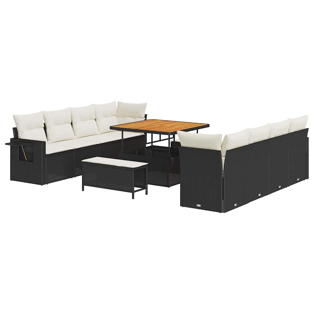 vidaXL Conjunto de Sofá de Jardim 11 Peças Preto Rattan Sintético - 2770138745