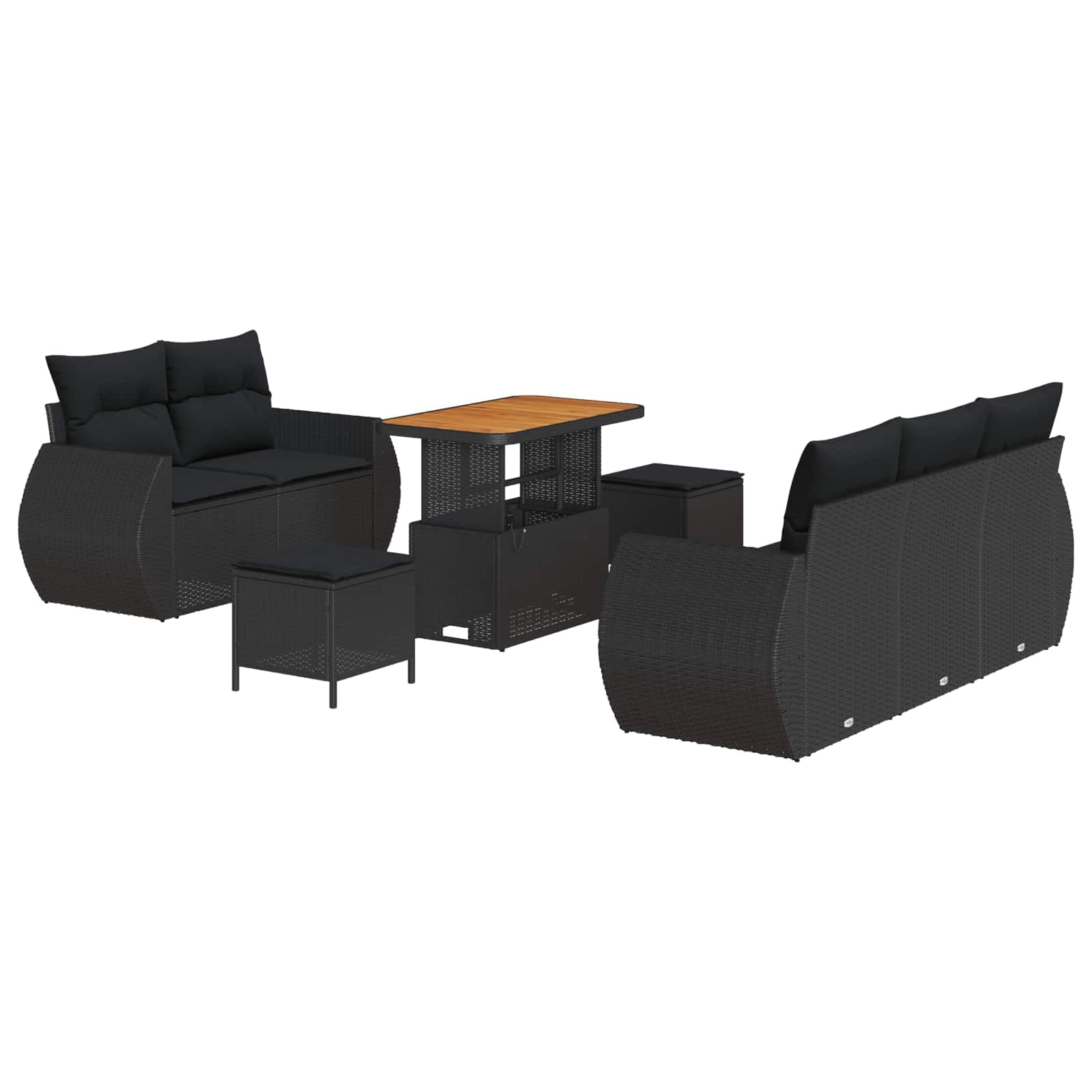 vidaXL Conjunto de Sofá de Jardim 8 Peças Preto Vime Pe - 2363207340