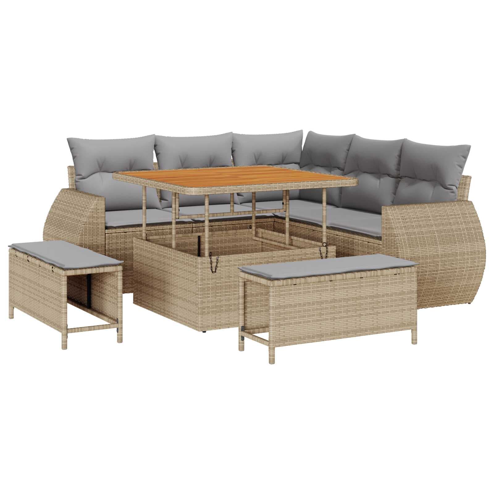 vidaXL Conjunto de Sofá de Jardim 8 Peças Bege Vime Pe - 606213484