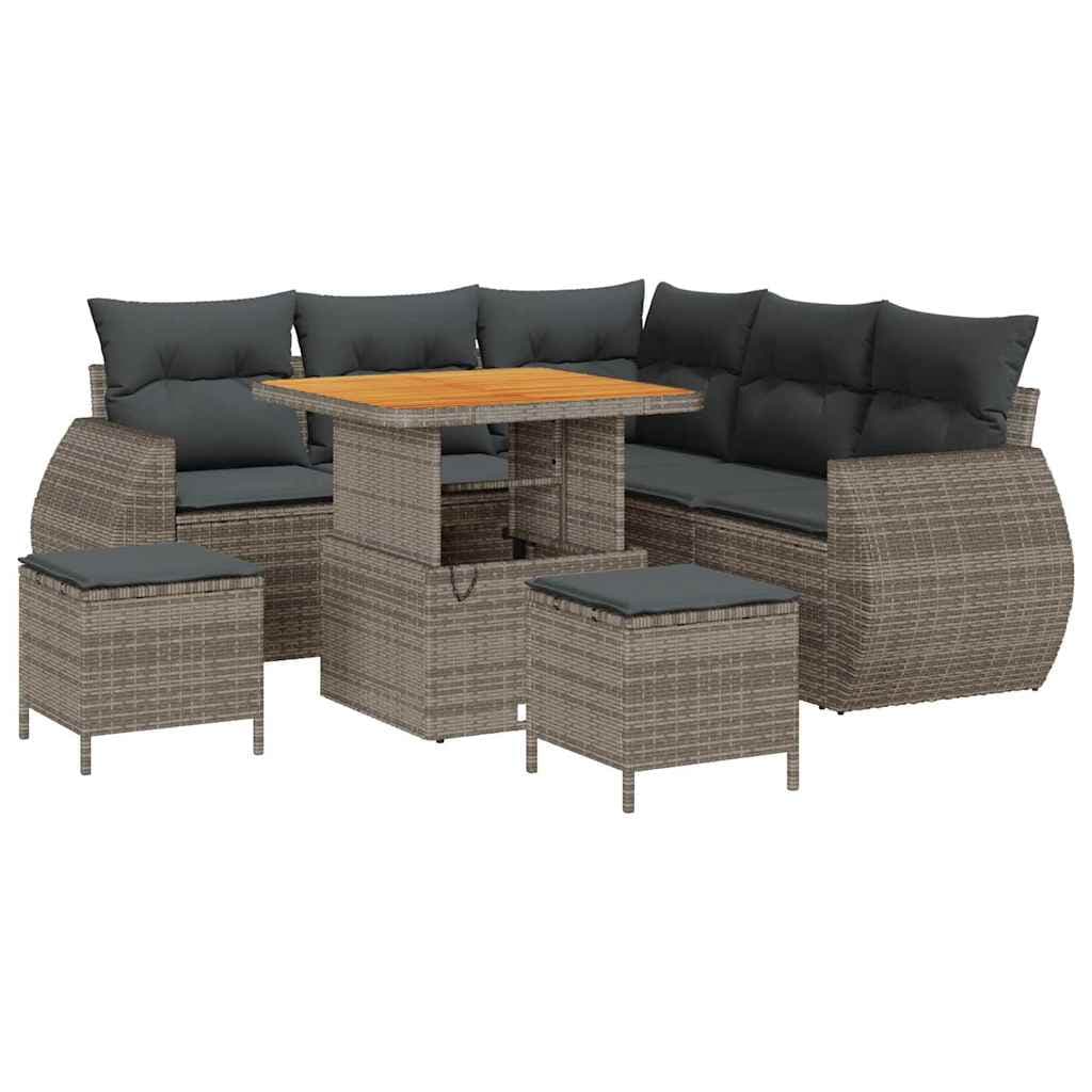 vidaXL Conjunto de Sofá de Jardim 8 Peças Cinzeto Vime Pe - 978640948