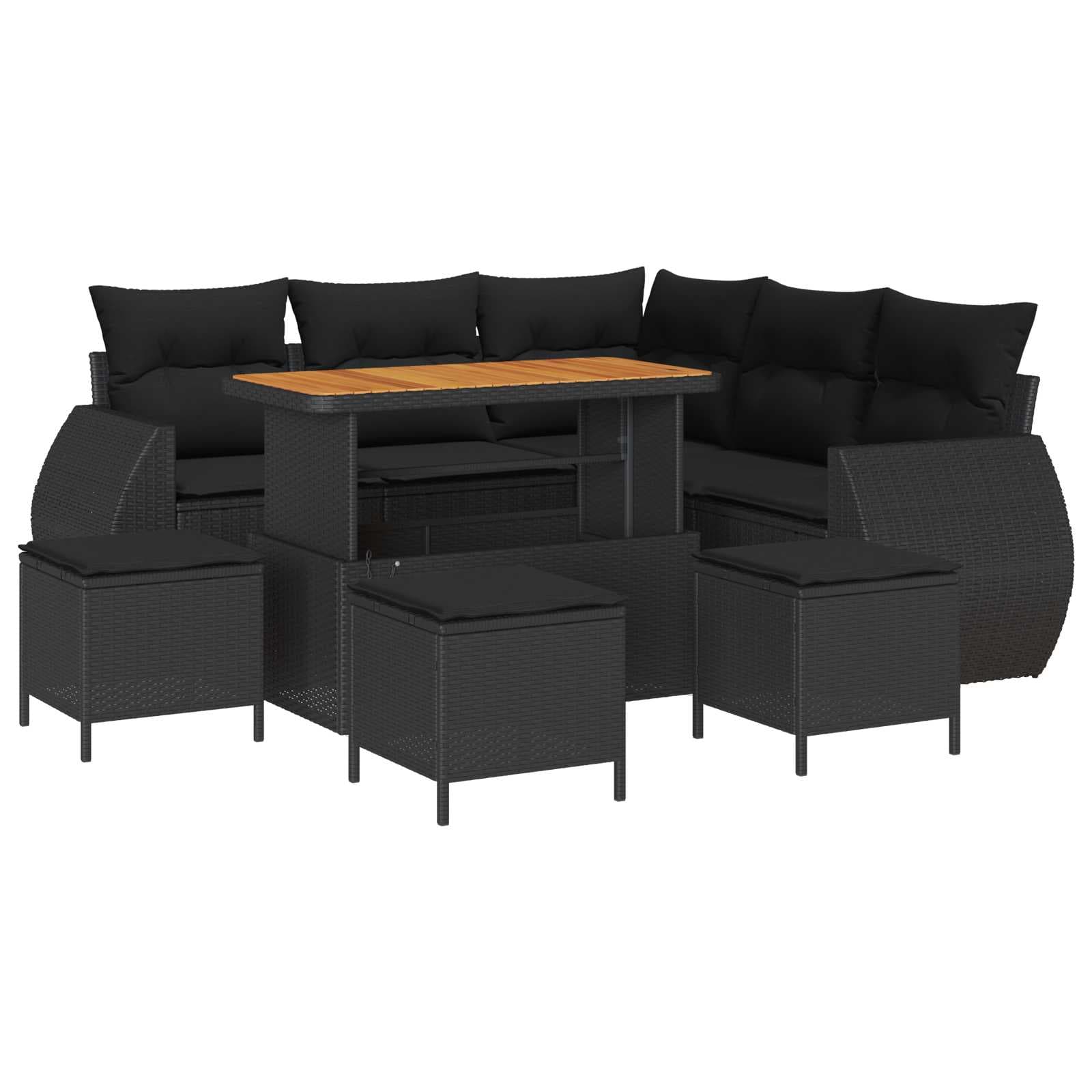 vidaXL Conjunto de Sofá de Jardim 9 Peças Preto Vime Pe - 3665889578