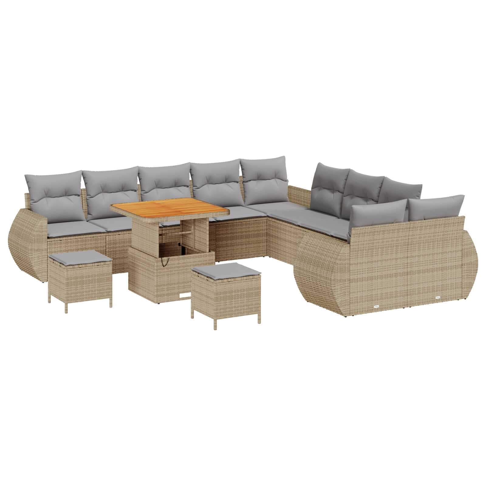 vidaXL Conjunto de Sofá de Jardim 13 pcs Bege vime PE