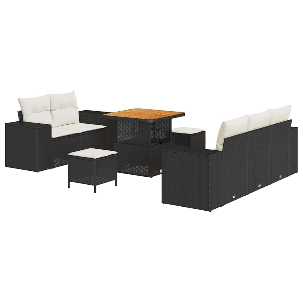 vidaXL Conjunto de Sofá de Jardim 8 pcs Preto vime PE