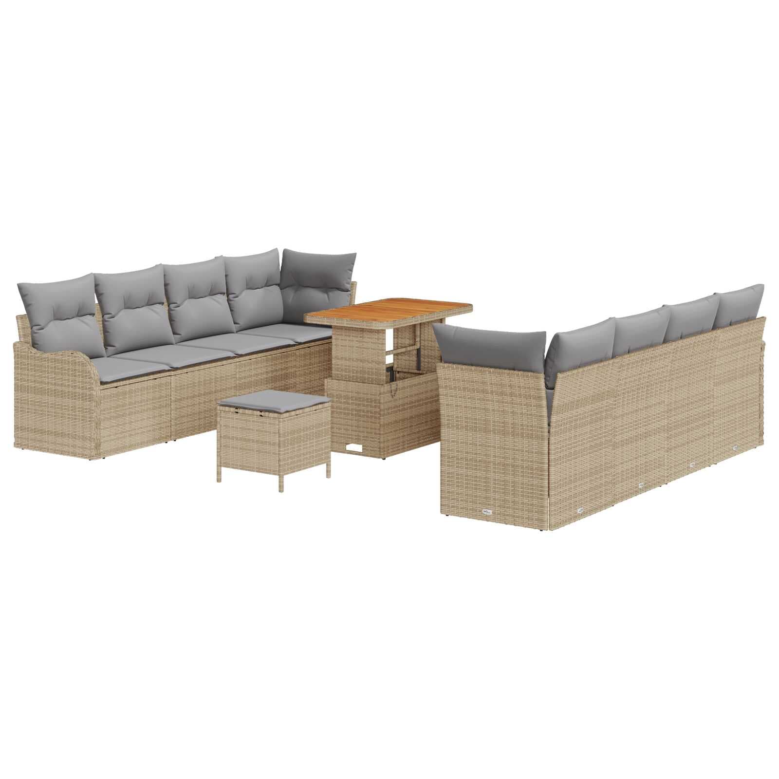 vidaXL Conjunto de Sofá de Jardim com almofada 11 pcs Bege vime PE