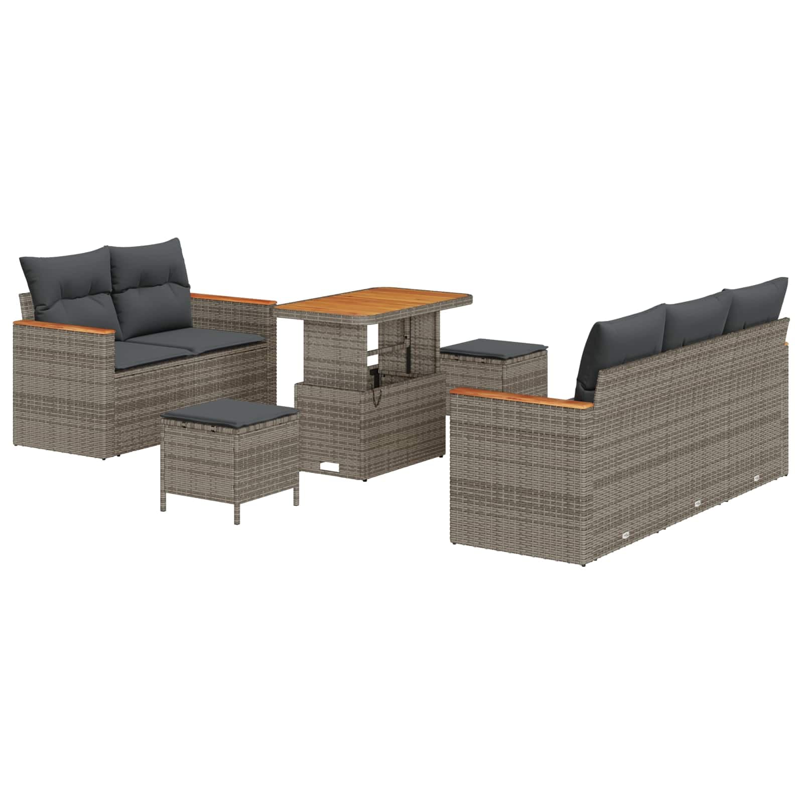 vidaXL Conjunto de Sofá de Jardim 8 pcs Cinzeto vime PE