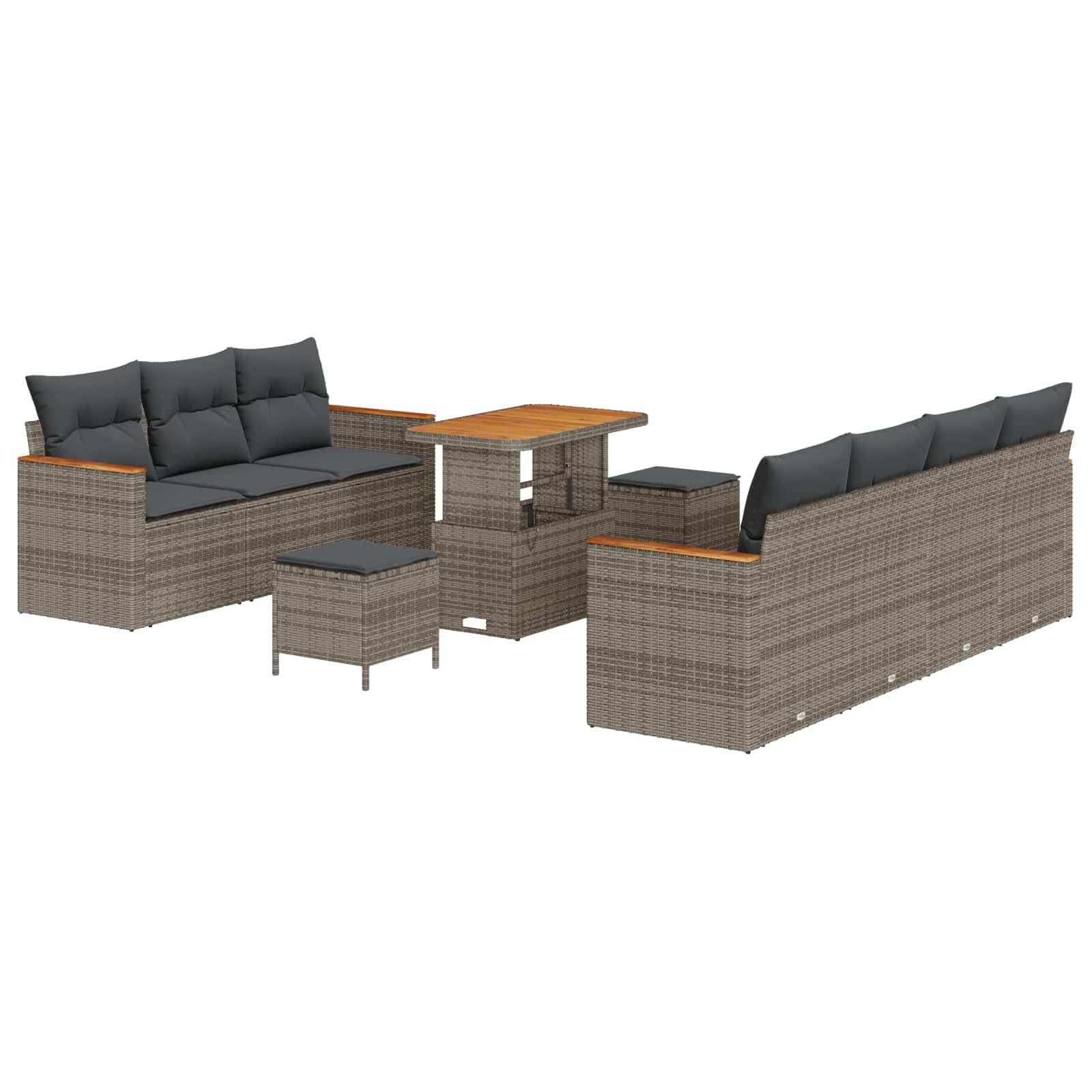 vidaXL Conjunto de Sofá de Jardim 10 pcs Cinzeto vime PE