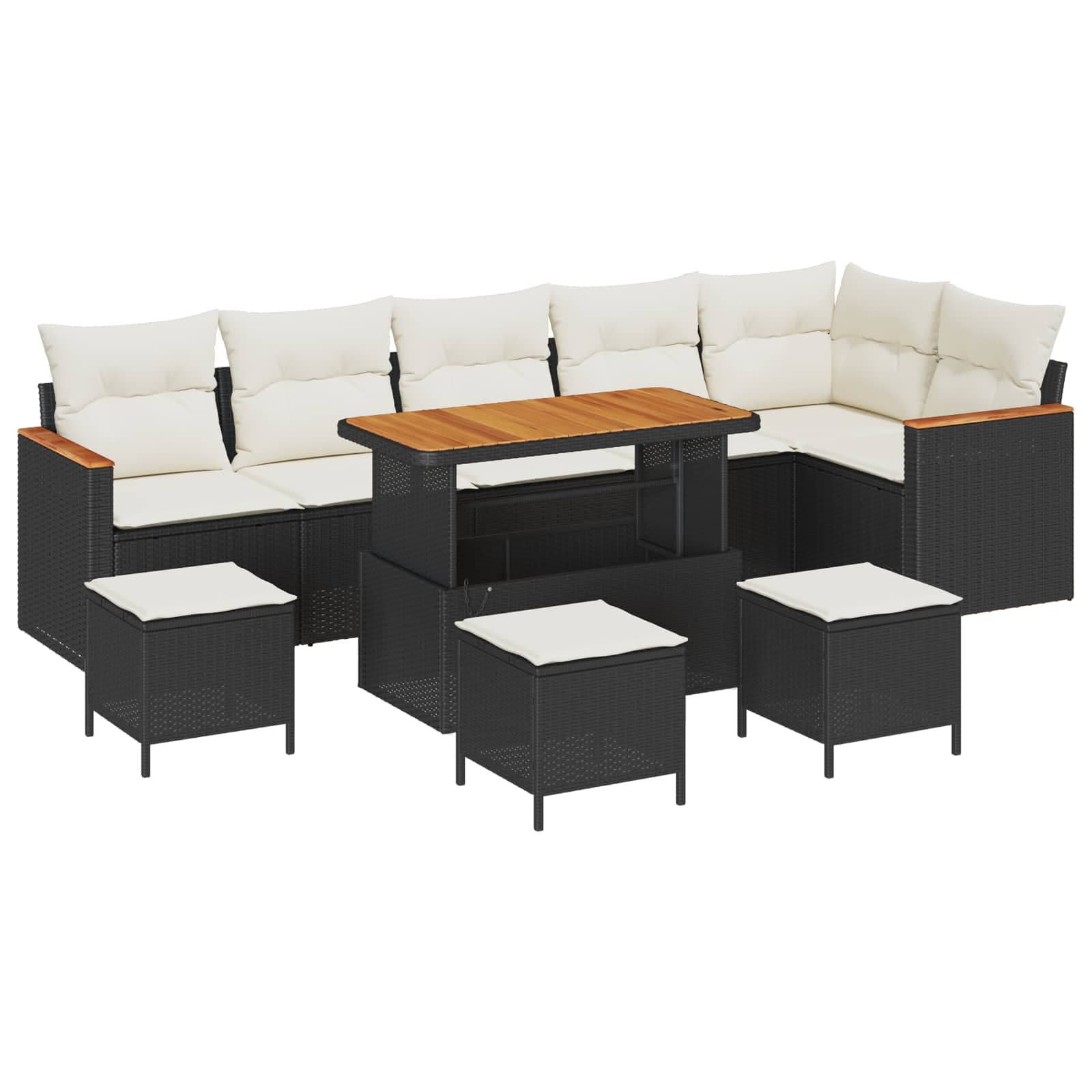 vidaXL Conjunto de Sofá de Jardim 10 pcs Preto vime PE