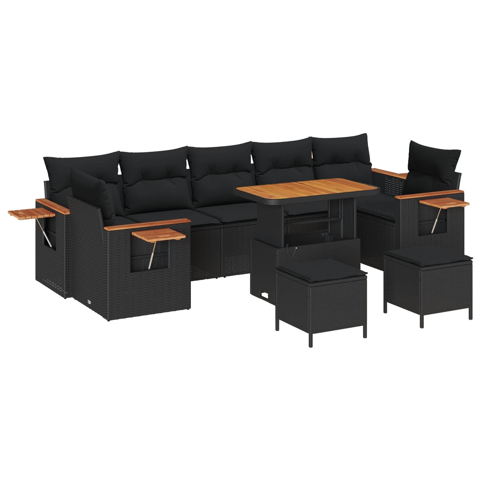 vidaXL Conjunto de Sofá de Jardim 10 pcs Preto vime PE
