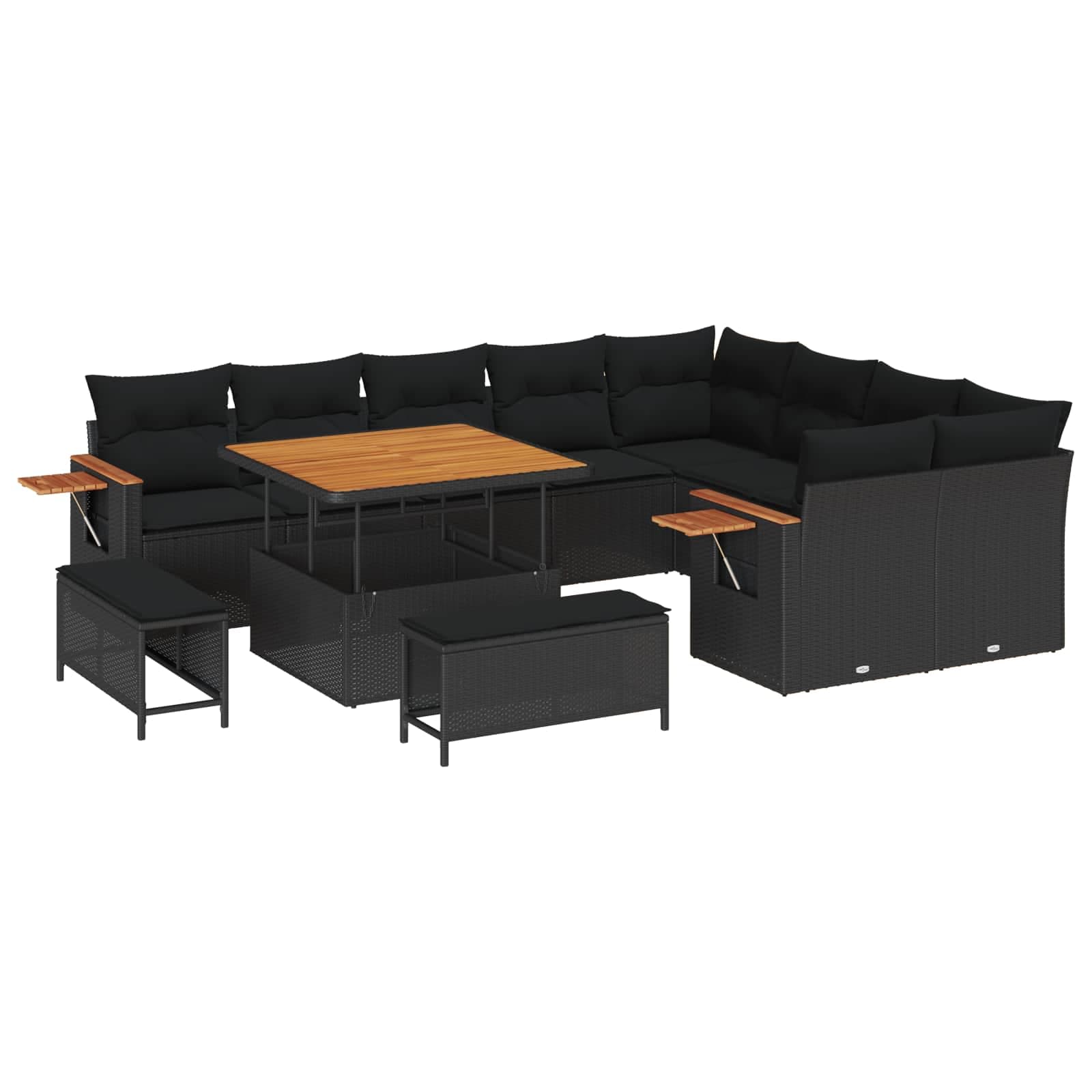 vidaXL Conjunto de Sofá de Jardim 12 Peças Preto Vime Pe - 2813092