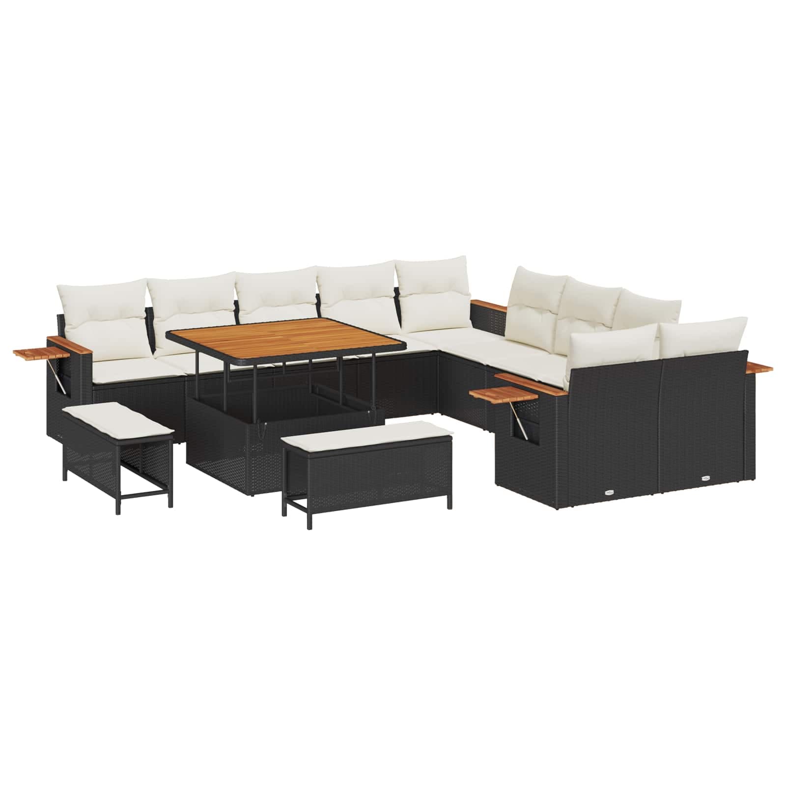 vidaXL Conjunto de Sofá de Jardim 13 pcs Preto vime PE