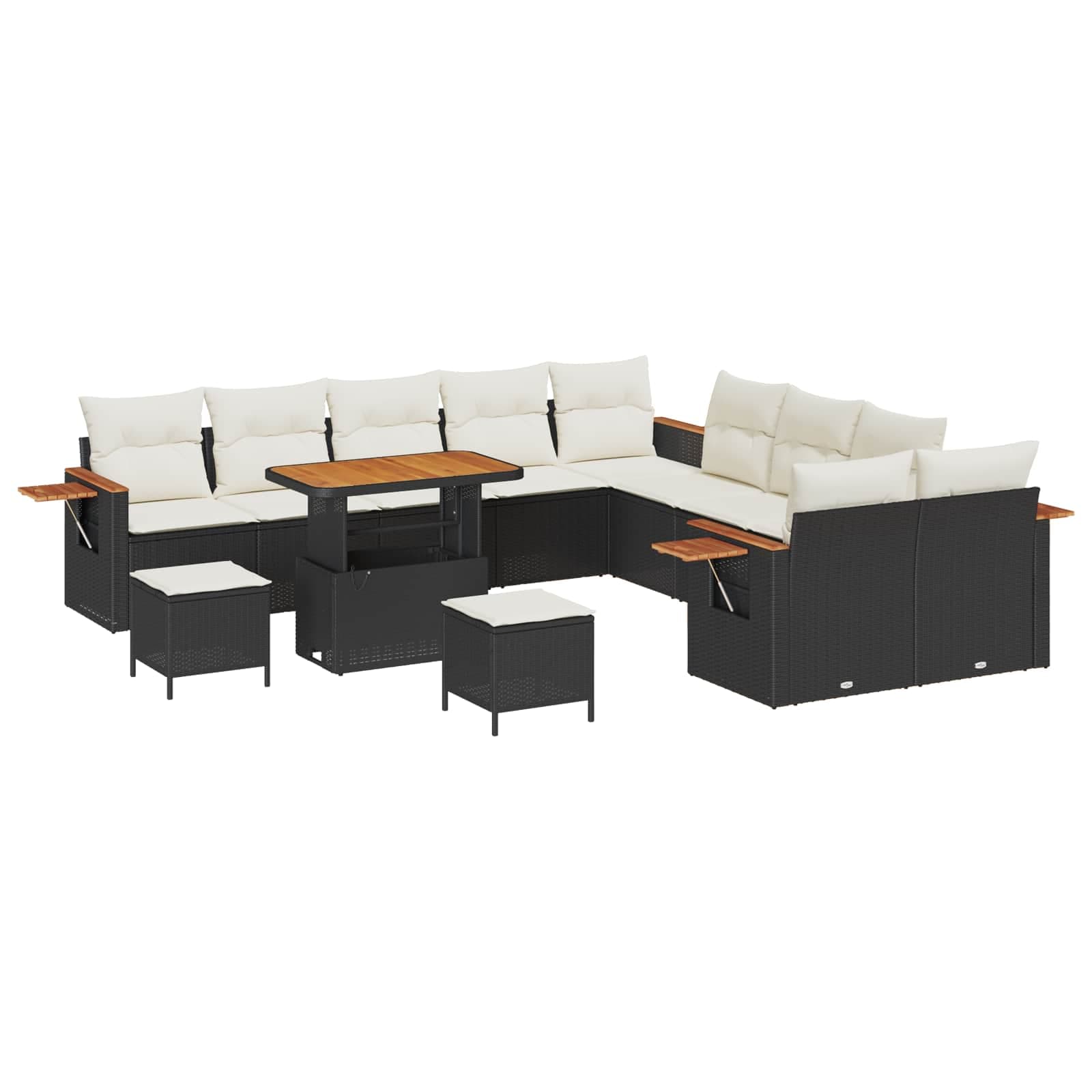 vidaXL Conjunto de Sofá de Jardim 13 pcs Preto vime PE