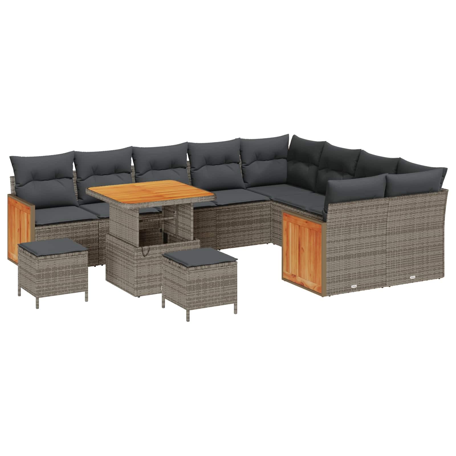 vidaXL Conjunto de Sofá de Jardim com almofada 12 pcs Cinzeto