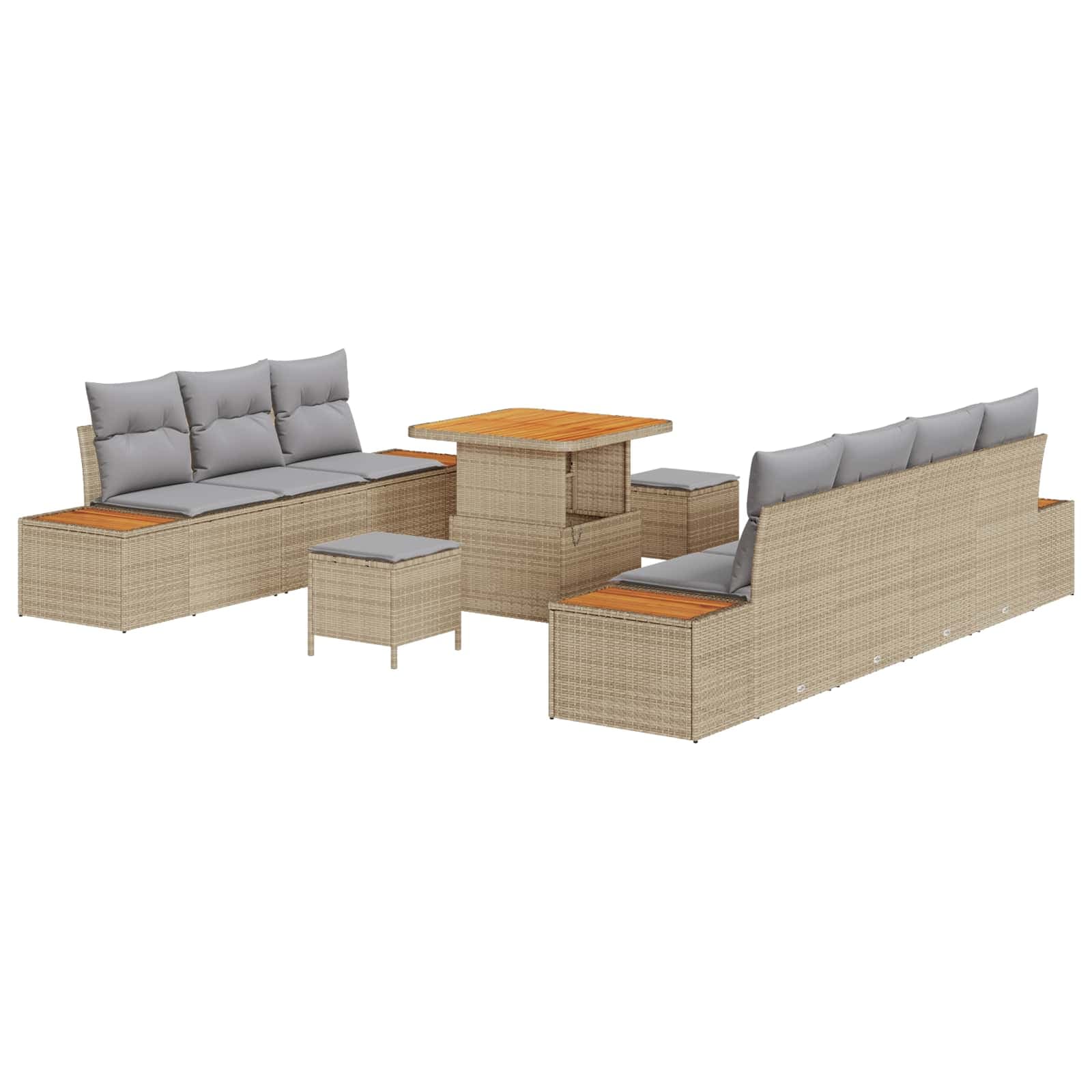 vidaXL Conjunto de Sofá de Jardim 10 pcs Bege e Cinza Claro