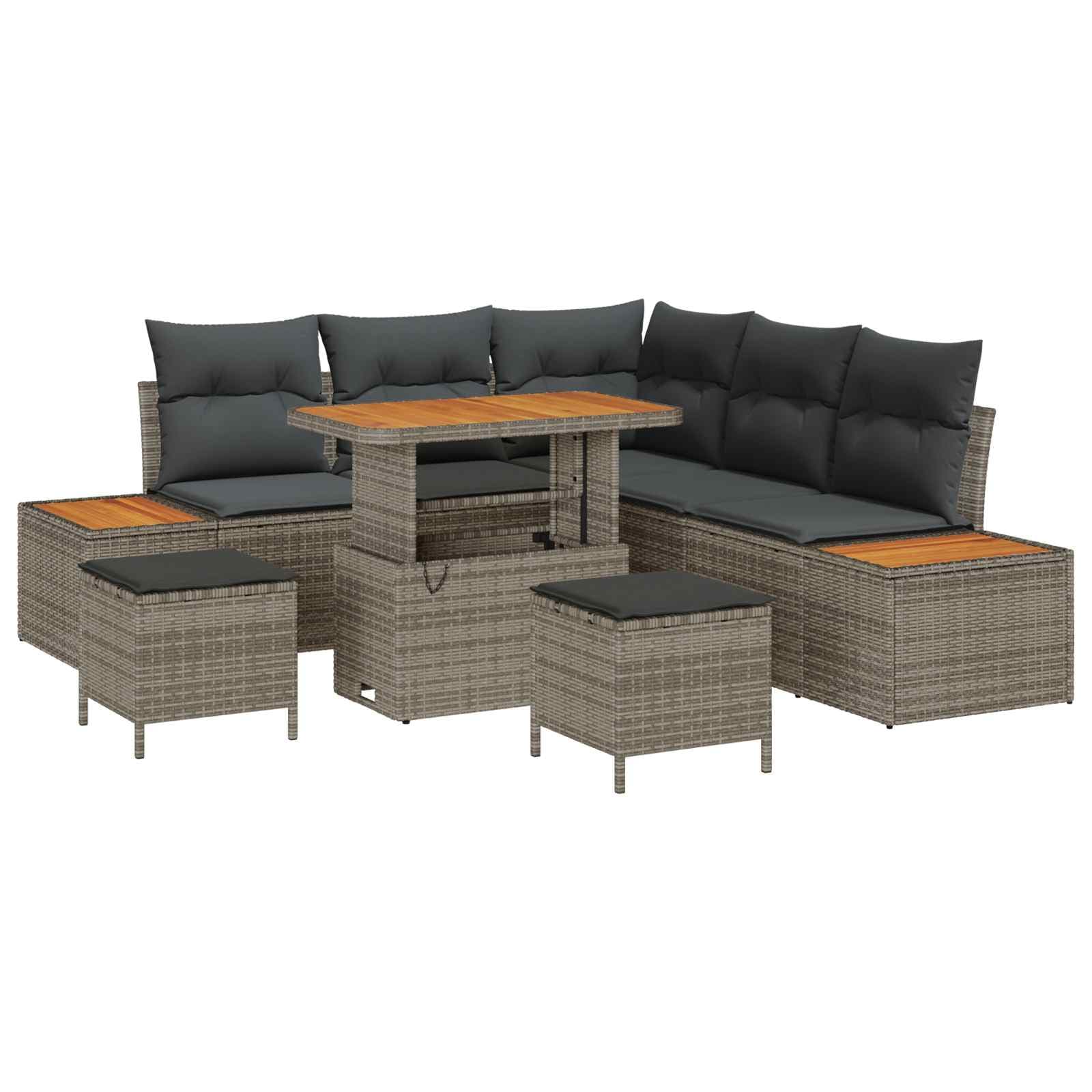vidaXL Conjunto de Sofá de Jardim com almofada 8 pcs Cinzeto