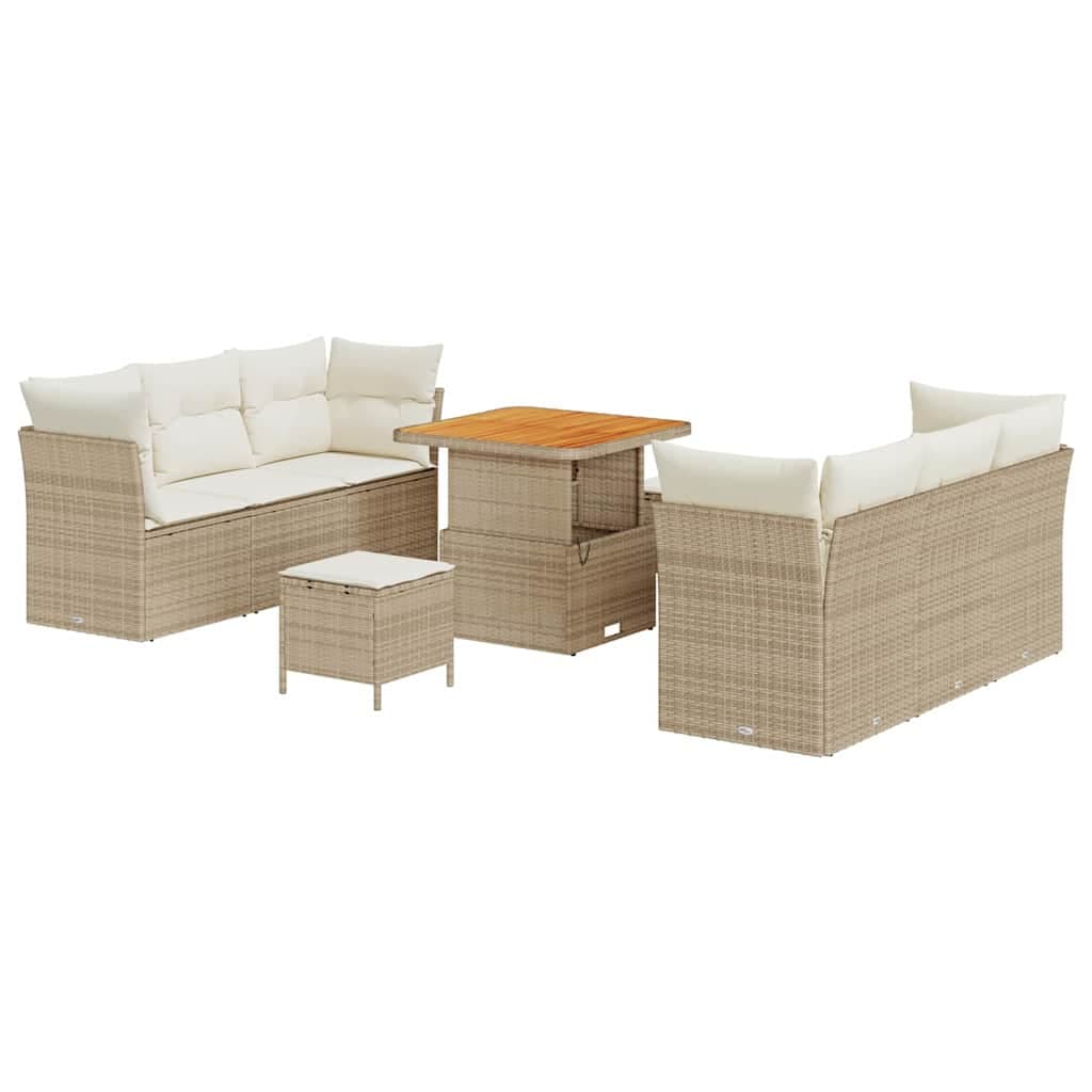 vidaXL Conjunto de Sofá de Jardim 9 pcs Bege e Creme vime PE