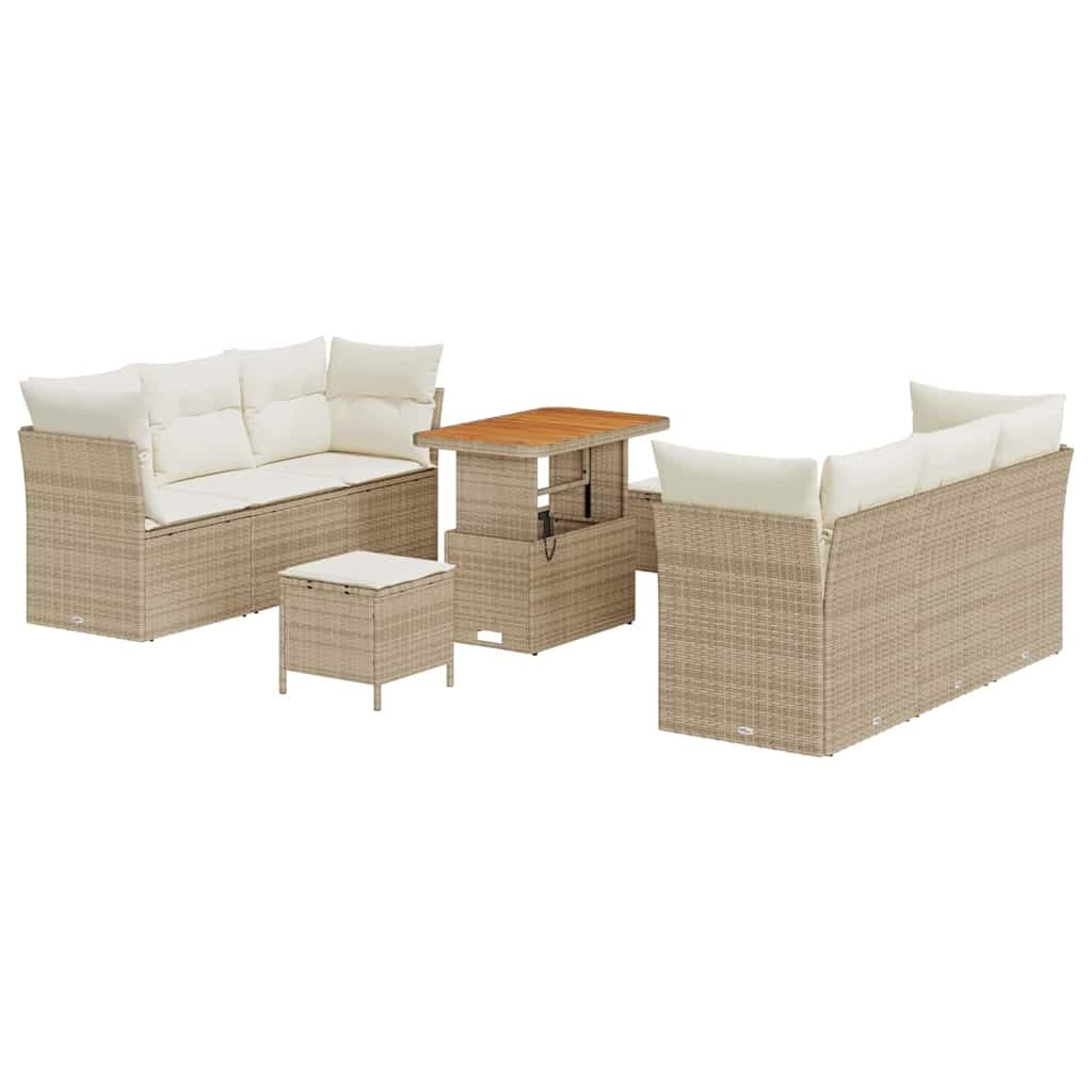vidaXL Conjunto de Sofá de Jardim 9 pcs Bege e Creme vime PE