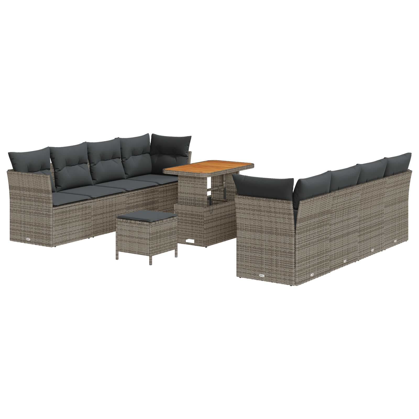 vidaXL Conjunto de Sofá de Jardim com almofada Manual 11 pcs Cinzeto