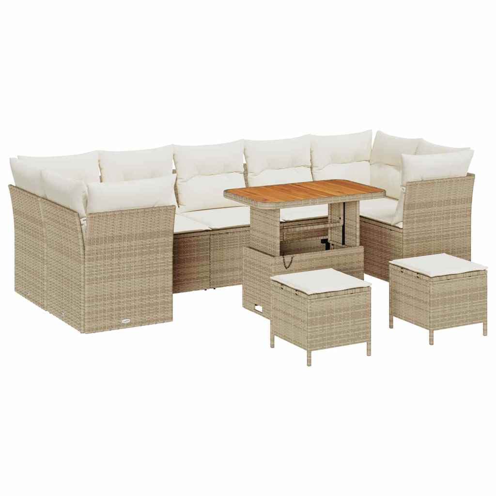 vidaXL Conjunto de Sofá de Jardim com almofada 10 pcs bege e creme