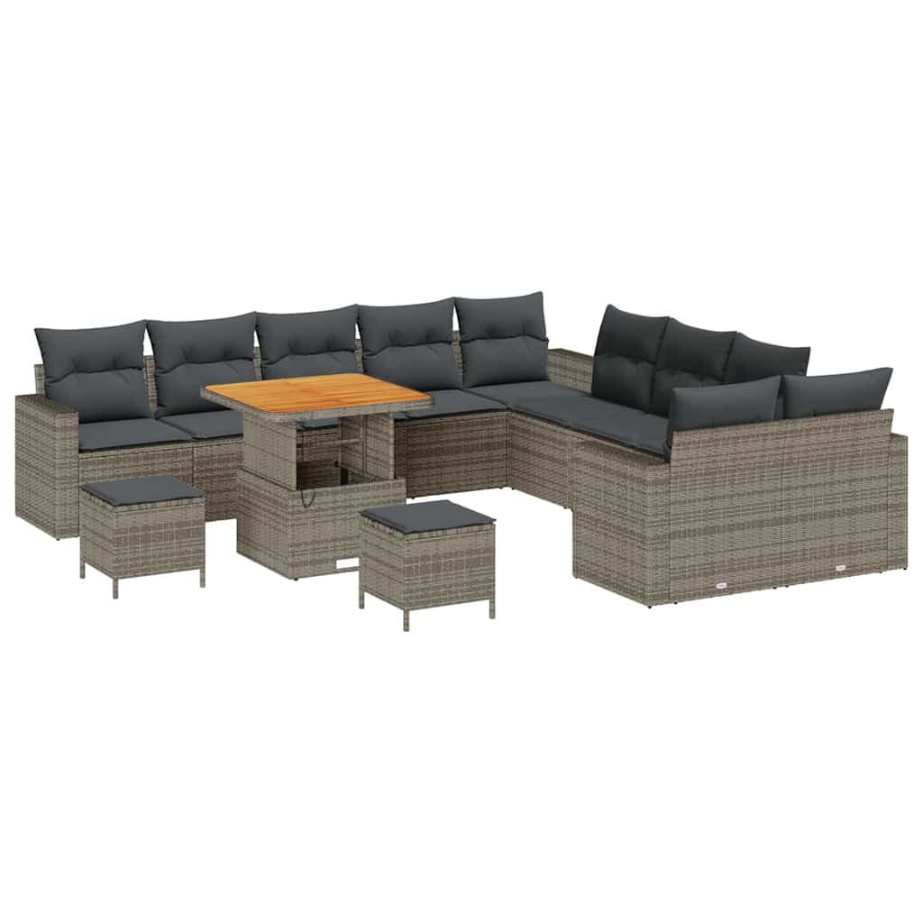 vidaXL Conjunto de Sofá de Jardim com almofada 17 pcs Cinzeto vime PE