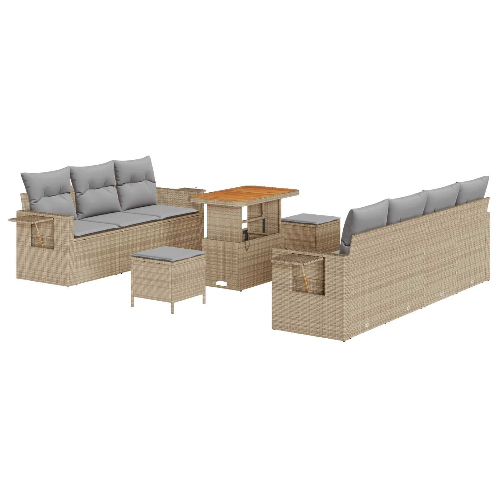 vidaXL Conjunto de Sofá de Jardim Manual 10 pcs bege e cinzento claro