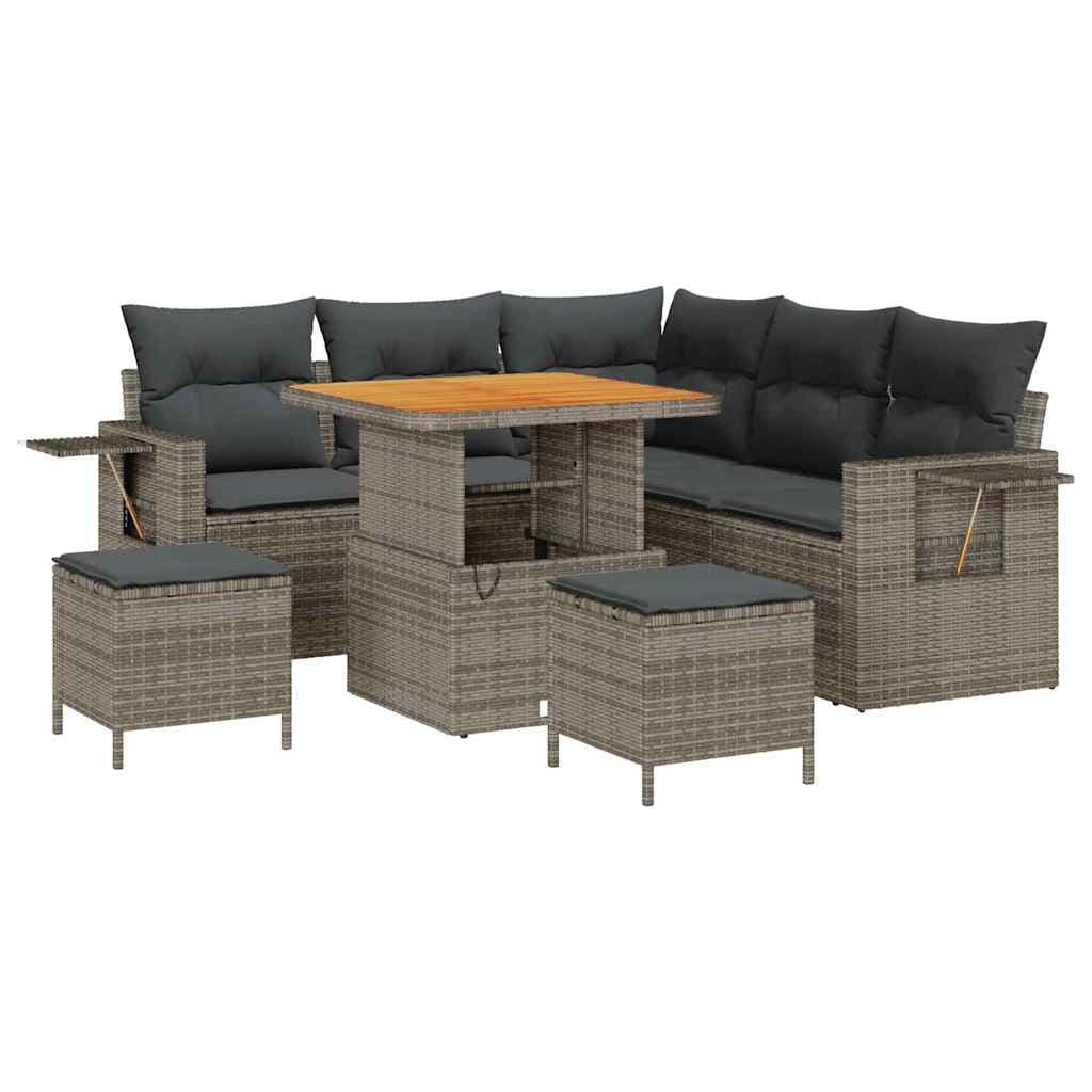 vidaXL Conjunto de Sofá de Jardim com almofada 9 pcs Cinzeto vime PE