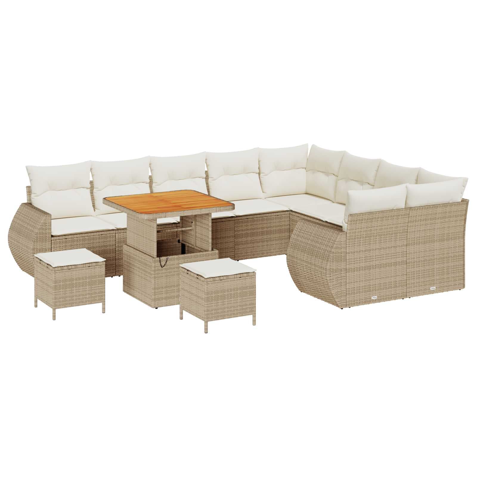 vidaXL Conjunto de Sofá de Jardim com almofada 12 pcs bege e creme