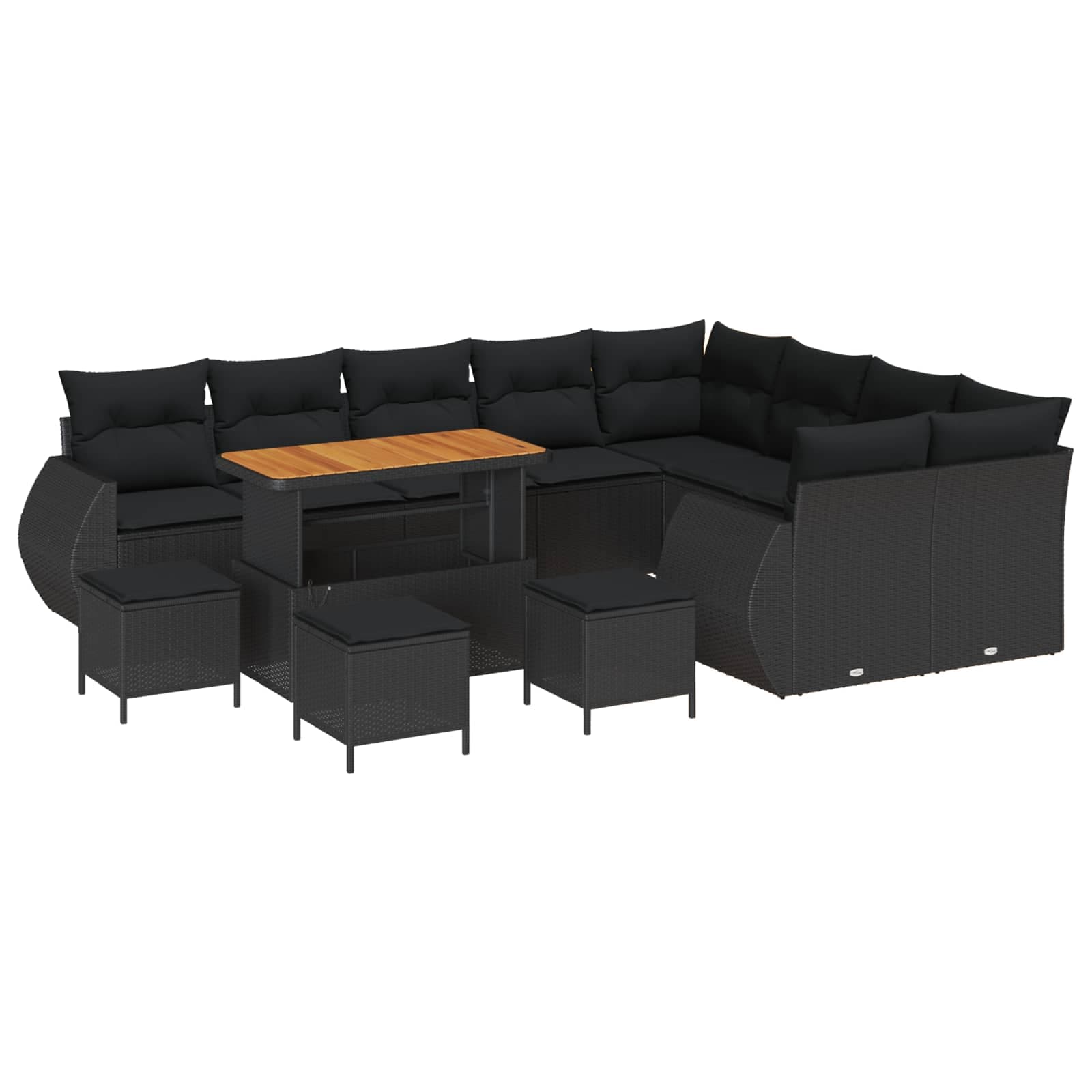vidaXL Conjunto de Sofá de Jardim 13 pcs Preto Rattan de Polipropileno
