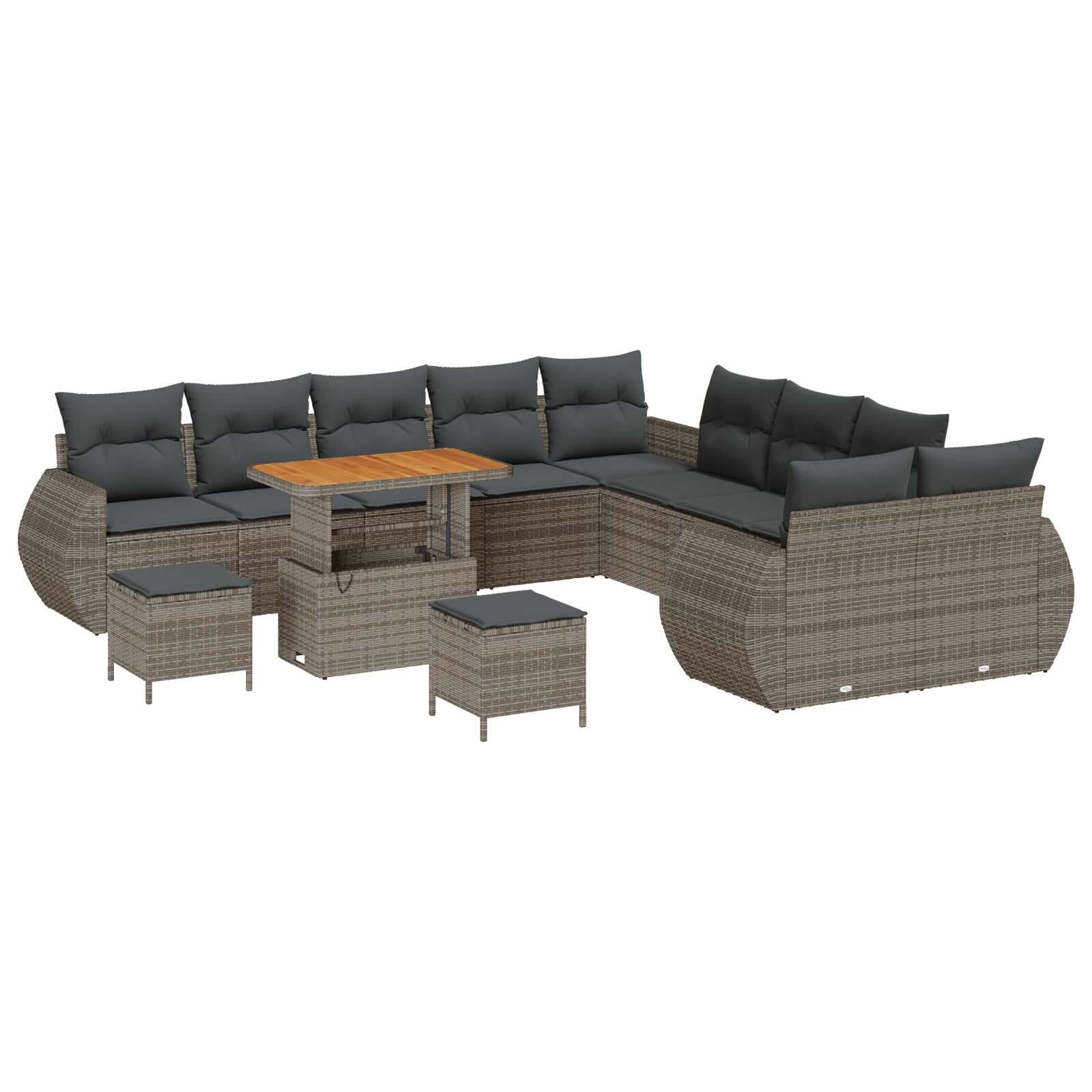 vidaXL Conjunto de Sofá de Jardim com almofada 13 pcs Cinzeto