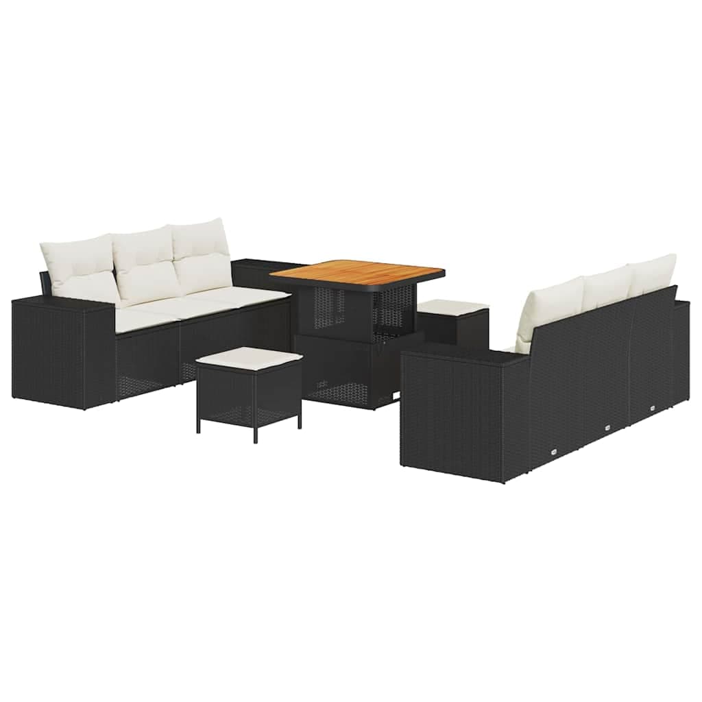 vidaXL Conjunto de Sofá de Jardim Preto e Creme 221 x 204 x 85 cm