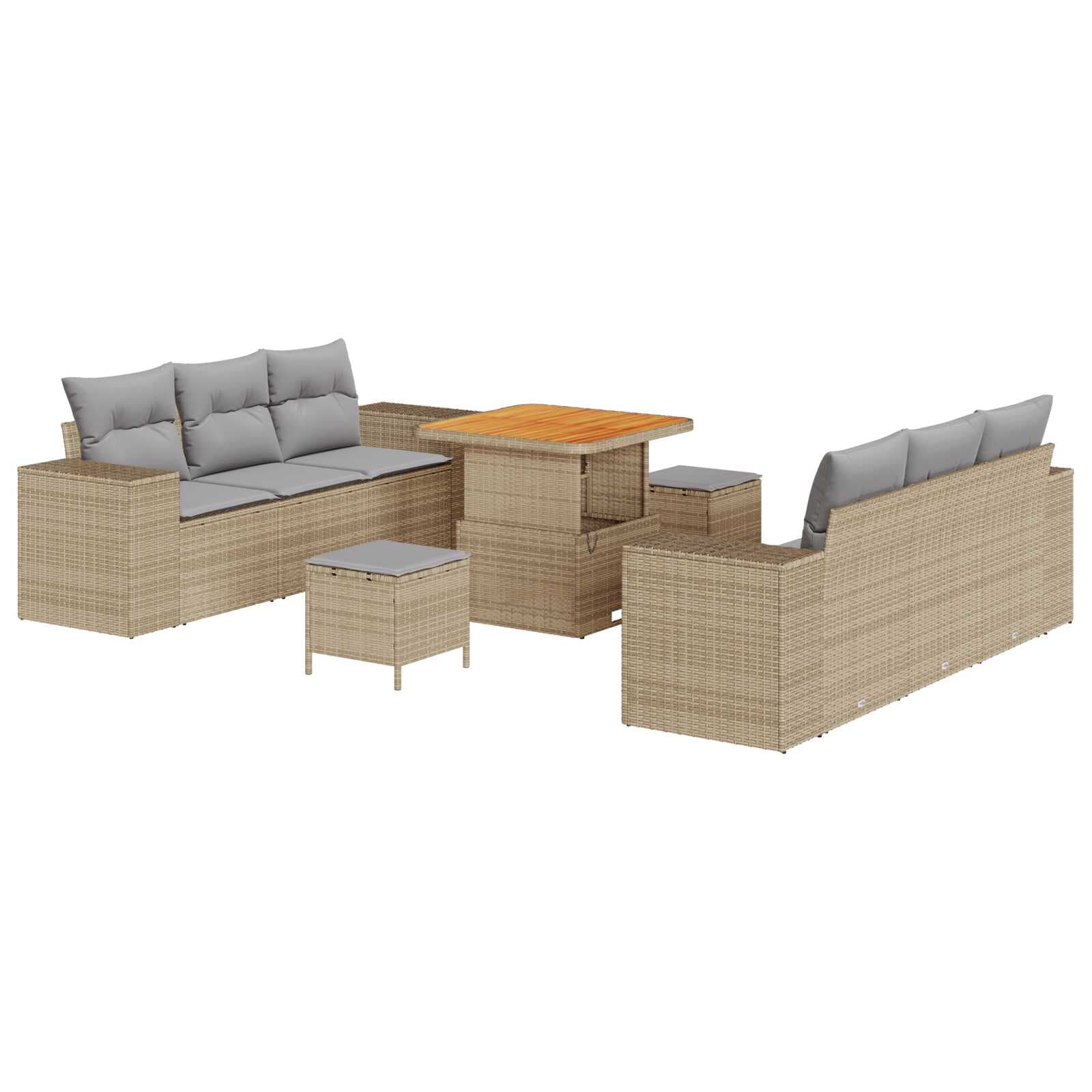 vidaXL Conjunto de Sofá de Jardim Bege e Cinza Claro 221 x 204 x 85 cm