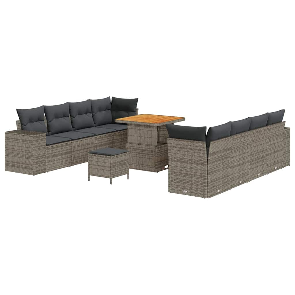vidaXL Conjunto de Sofá de Jardim com almofada 11 pcs Cinzeto vime PE