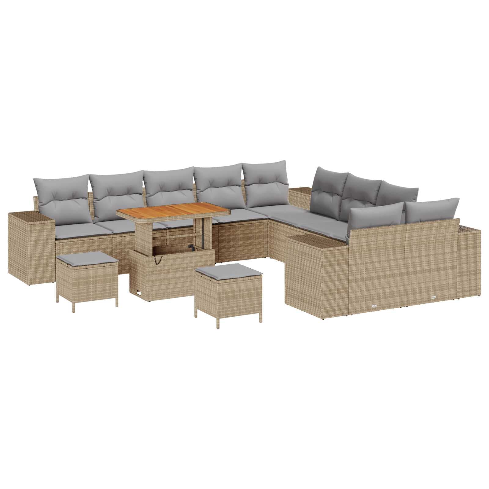 vidaXL Conjunto de Sofá de Jardim 13 pcs Bege e Cinza Claro vime PE
