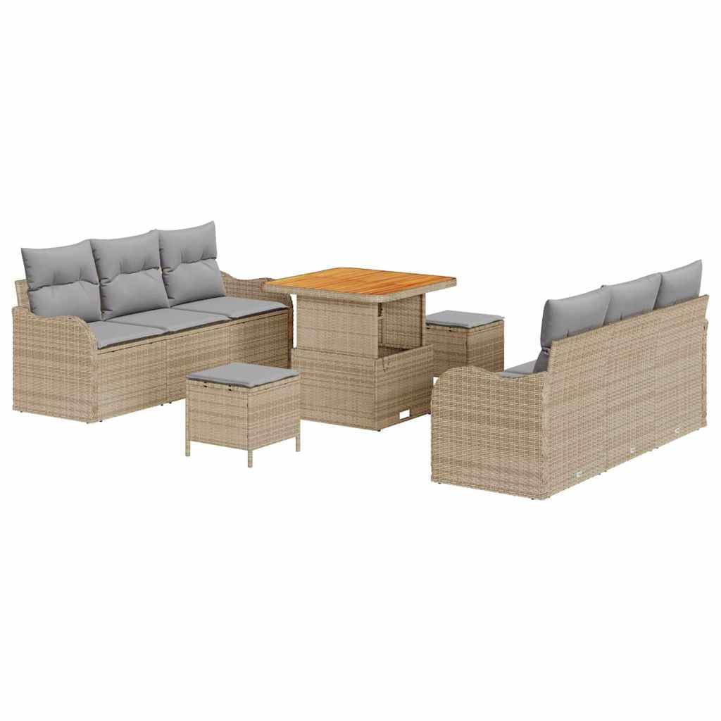 vidaXL Conjunto de Sofá de Jardim 9 pcs Bege e Cinza Claro