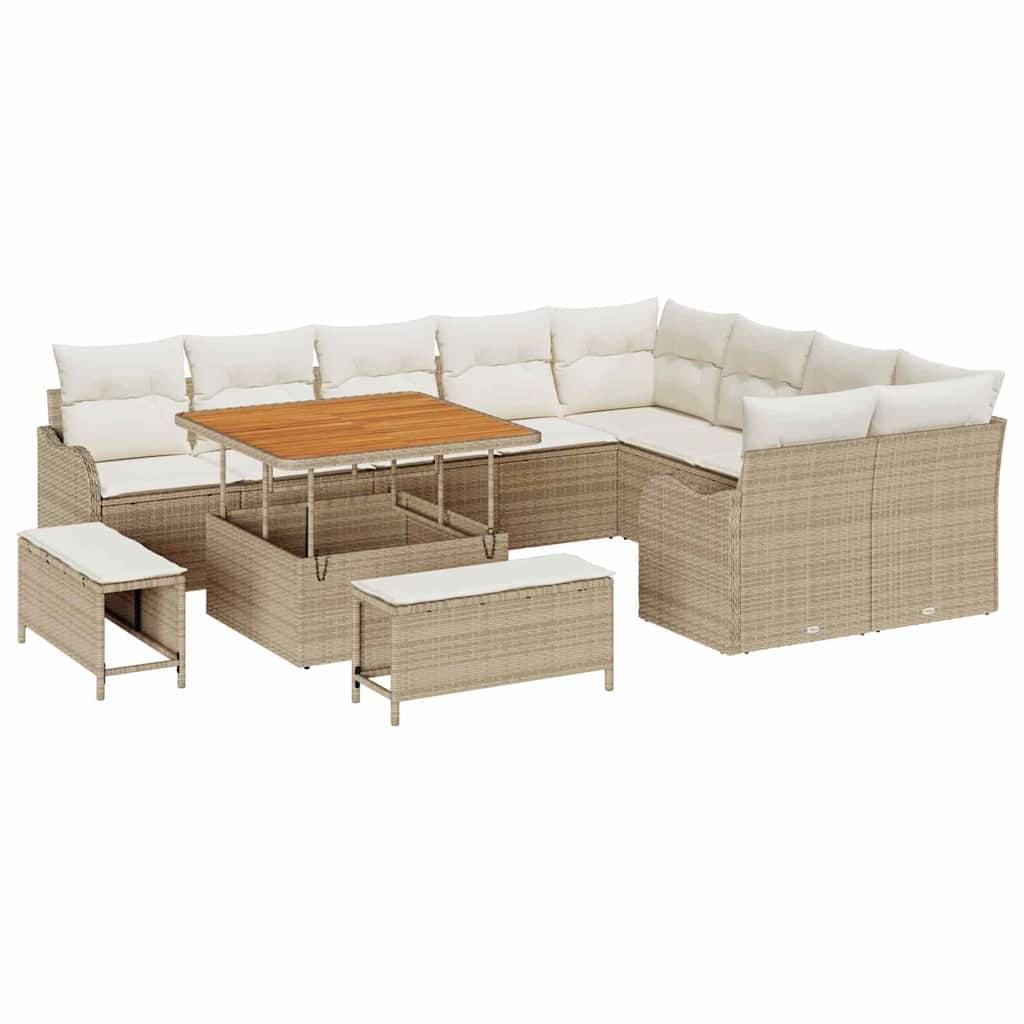 vidaXL Conjunto de Sofá de Jardim com almofada 12 pcs Bege e Creme